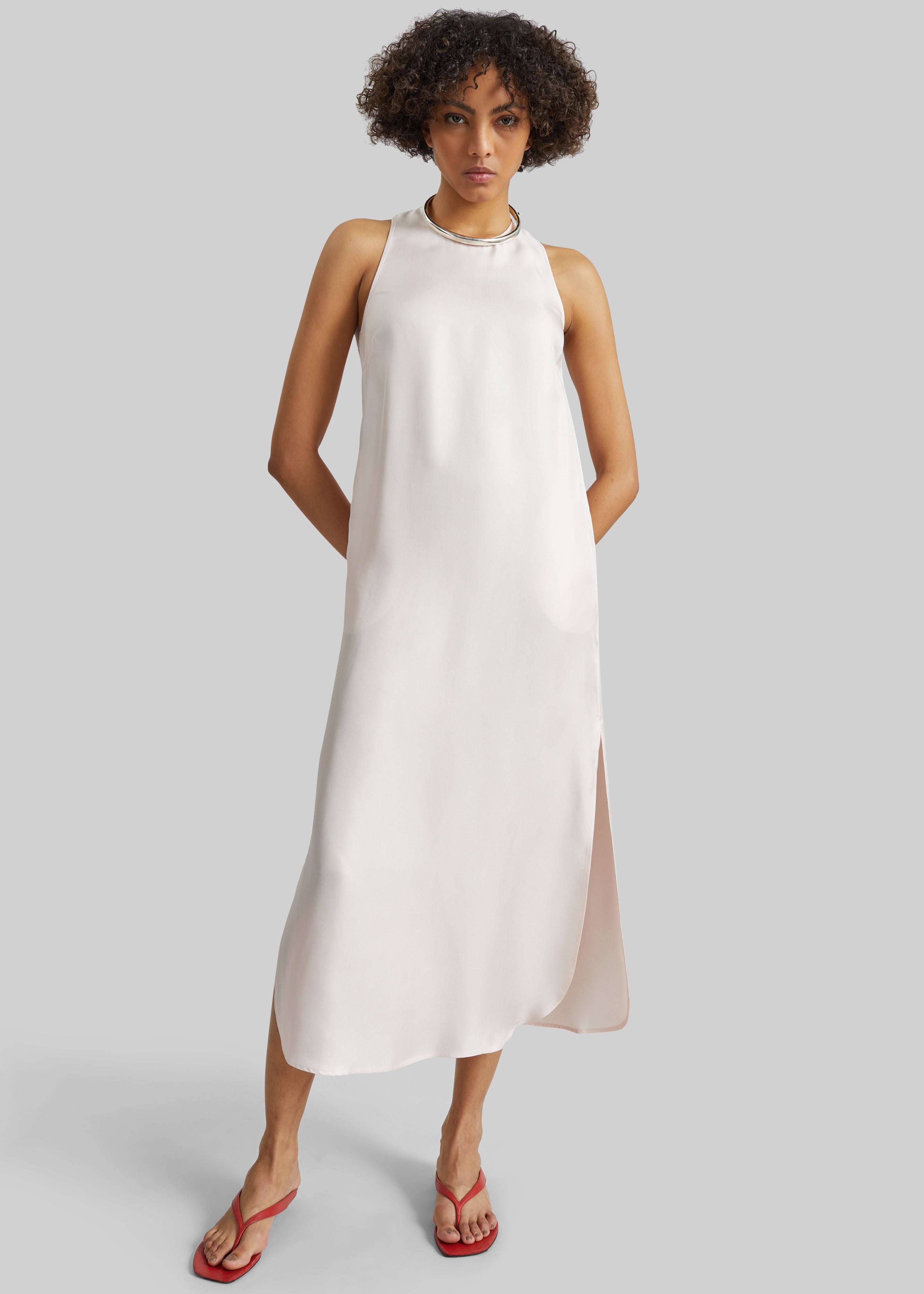Loulou de Saison Paloma Long Silk Dress - Light Pink - 1