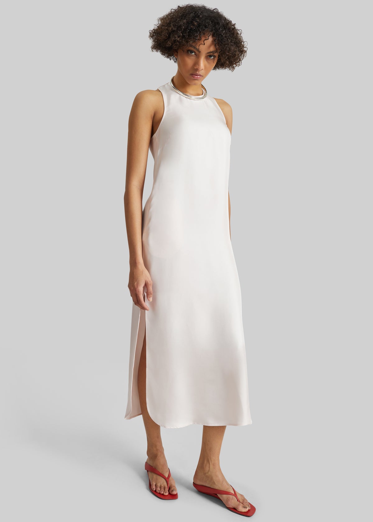 Loulou de Saison Paloma Long Silk Dress - Light Pink - 3