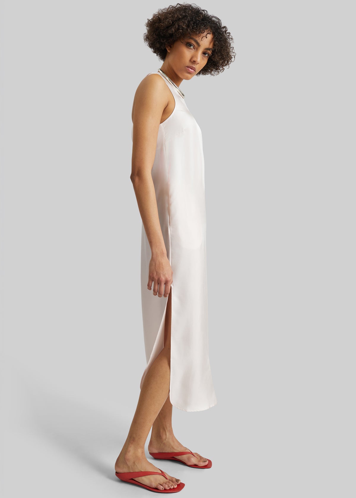 Loulou de Saison Paloma Long Silk Dress - Light Pink - 2