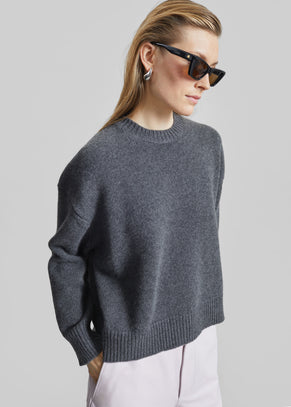 Loulou de Saison Pia Oversized Cashmere Sweater - Anthracite Melange