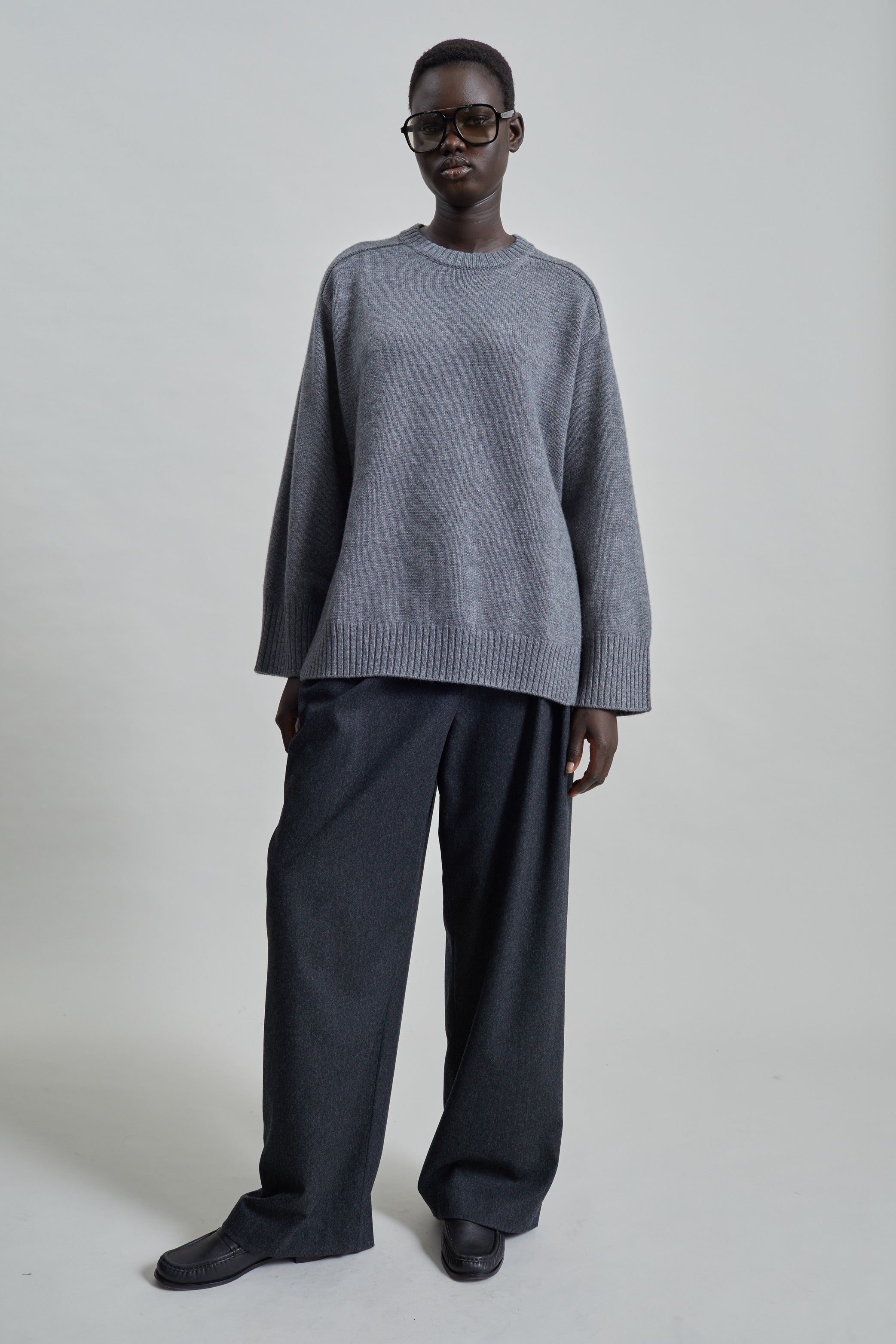 Shop the look image for Loulou de Saison Safi LDS Cashmere Blend Sweater - Anthracite Melange