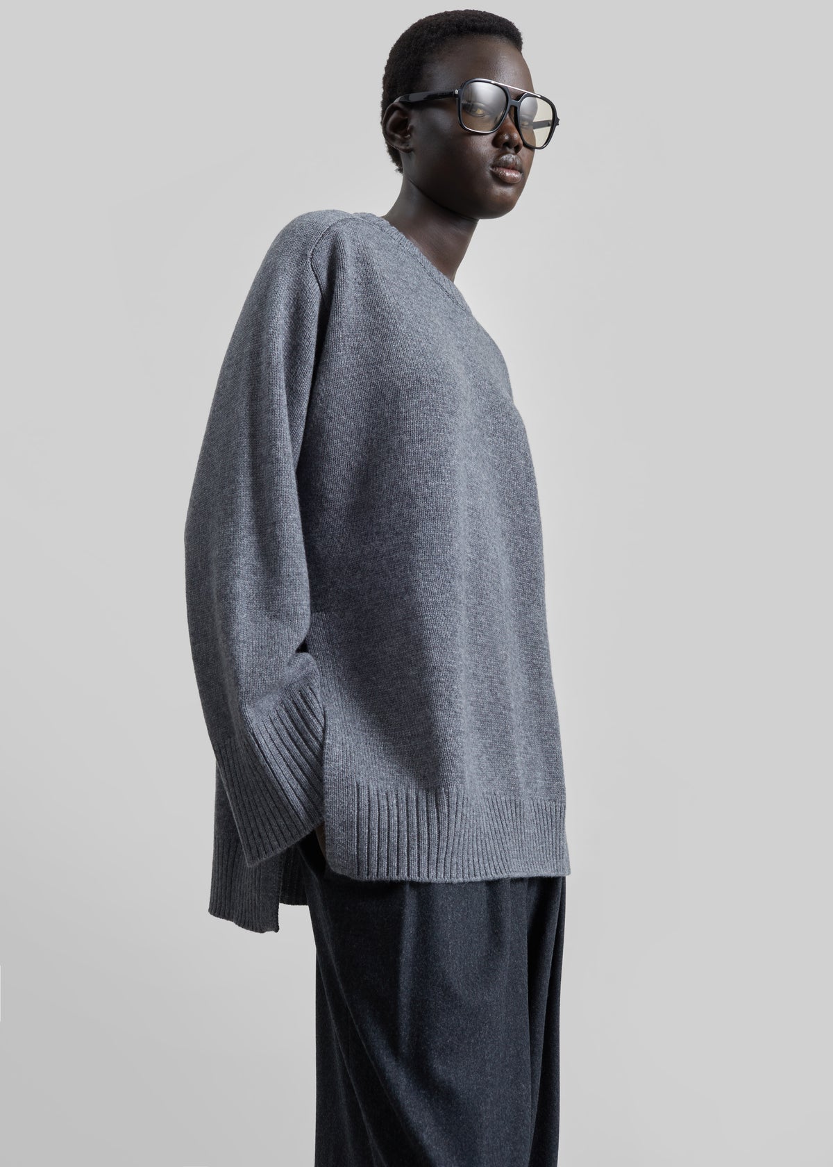 Loulou De Saison Safi LDS Cashmere Blend Sweater - Anthracite Melange - 4