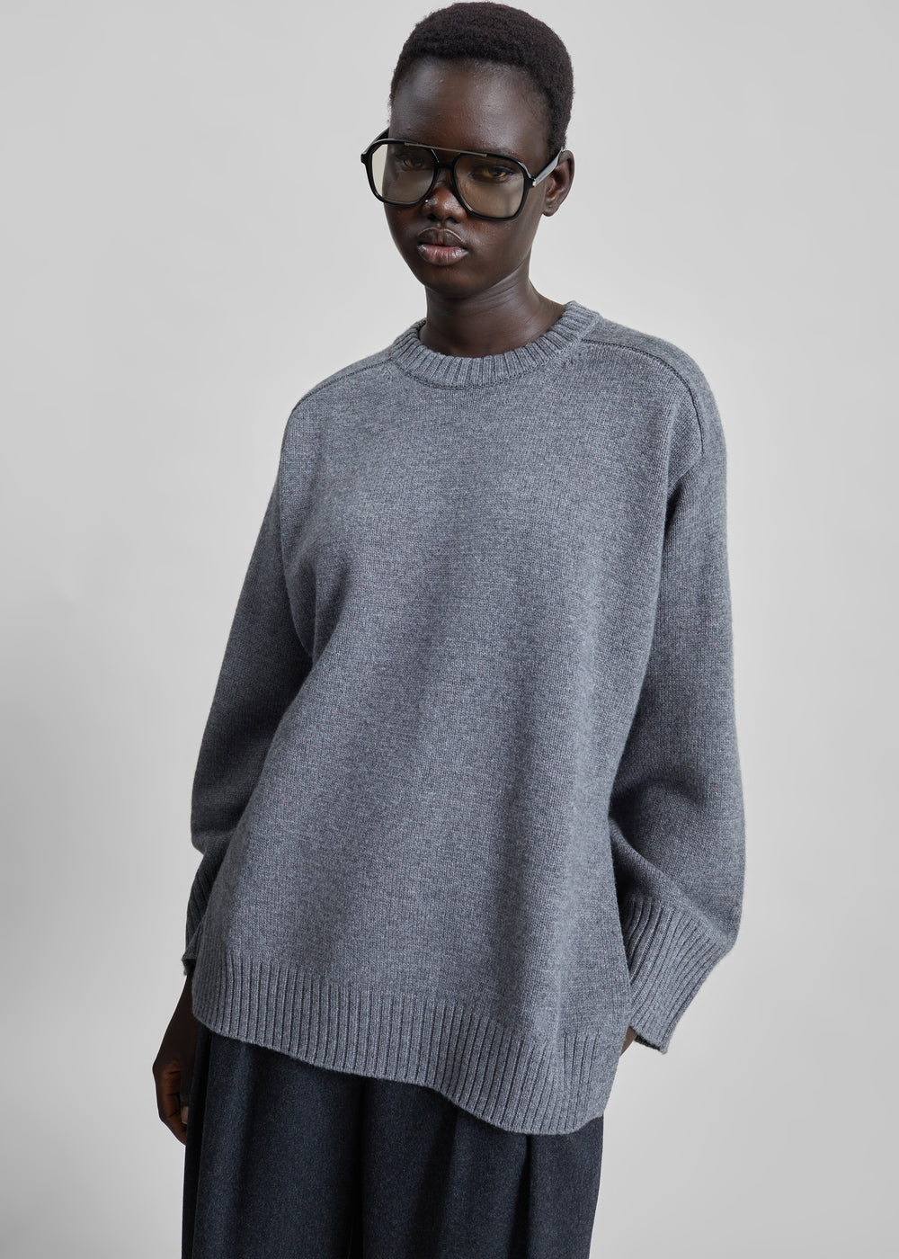 Loulou De Saison Safi LDS Cashmere Blend Sweater - Anthracite Melange - 1