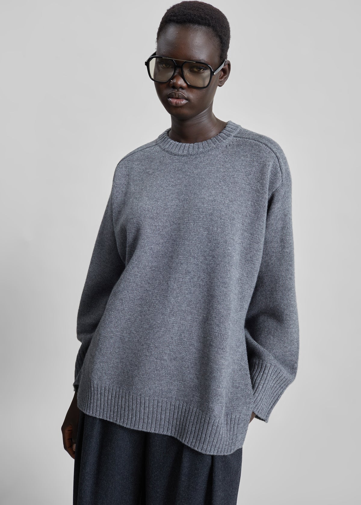 Loulou De Saison Safi LDS Cashmere Blend Sweater - Anthracite Melange - 2