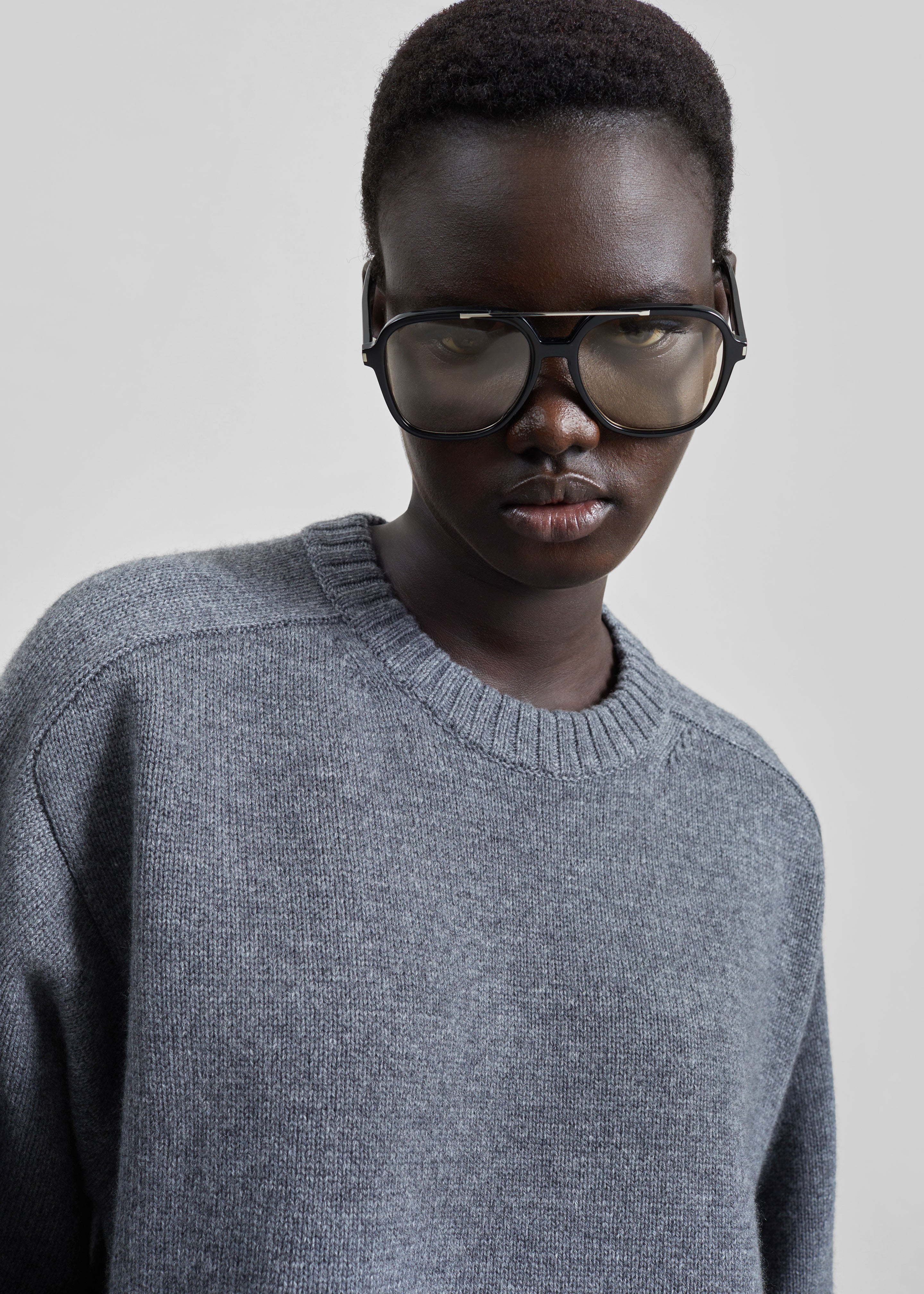 Loulou De Saison Safi LDS Cashmere Blend Sweater - Anthracite Melange - 3