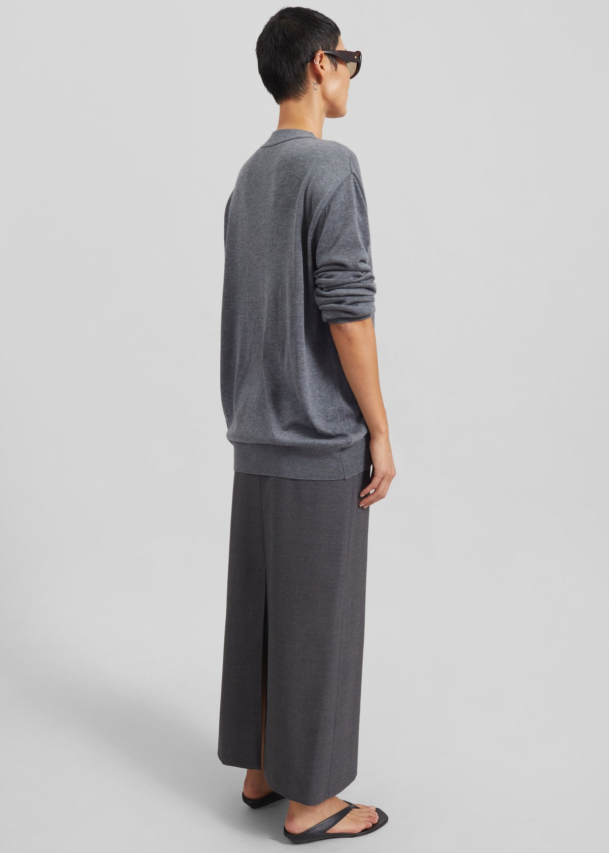 Loulou de Saison Samos LDS Long Pencil Skirt - Anthracite Melange - 6