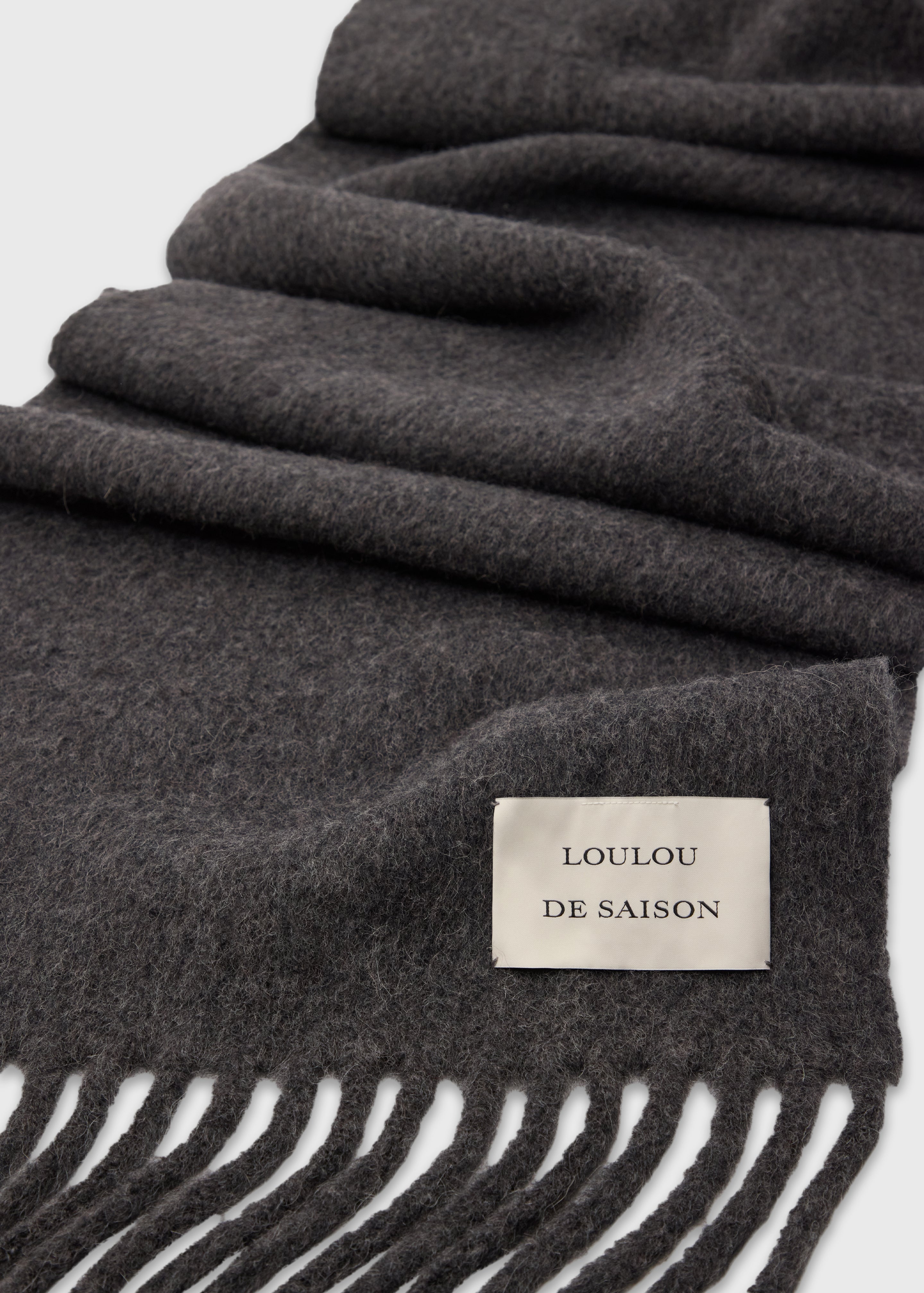 Loulou de Saison Santo Large Soft Scarf - Anthracite Melange - 5