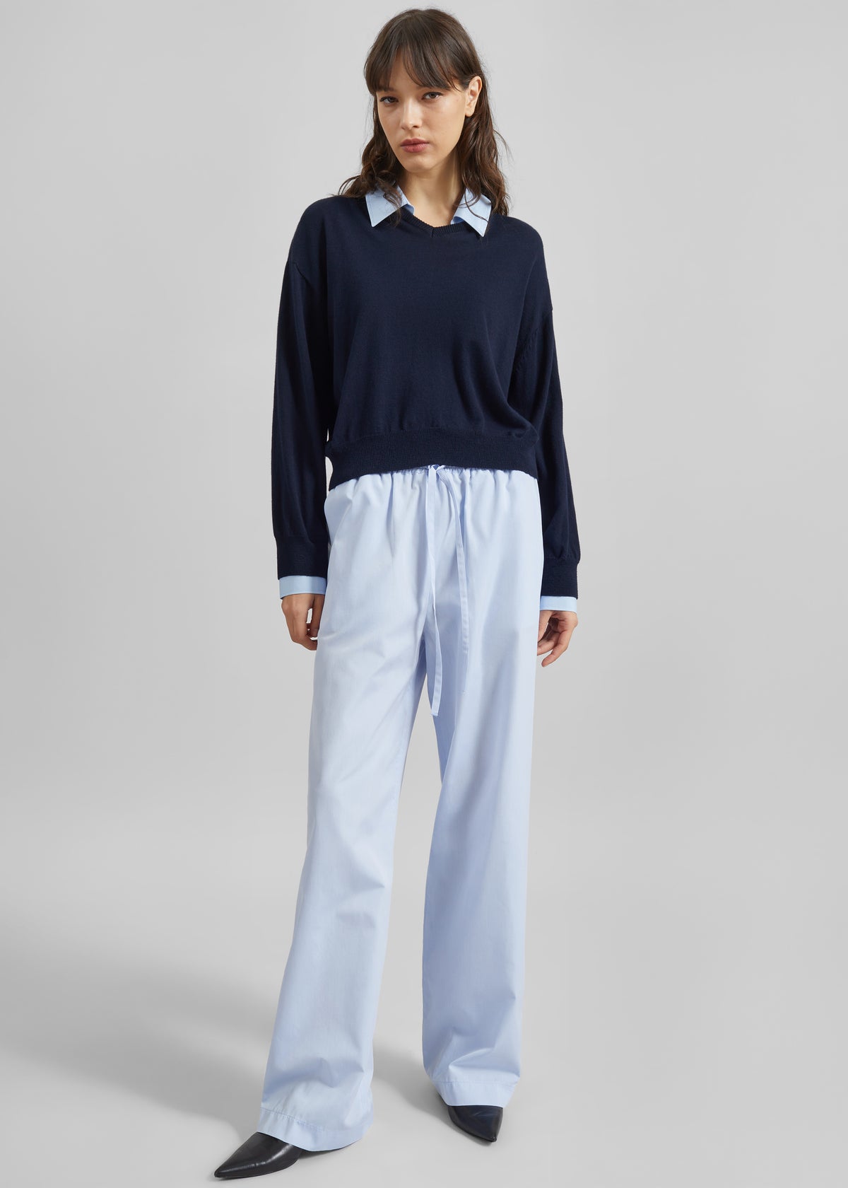 The Frankie Shop Loulou de Saison Sero Lds Cotton Poplin Trousers - Storm