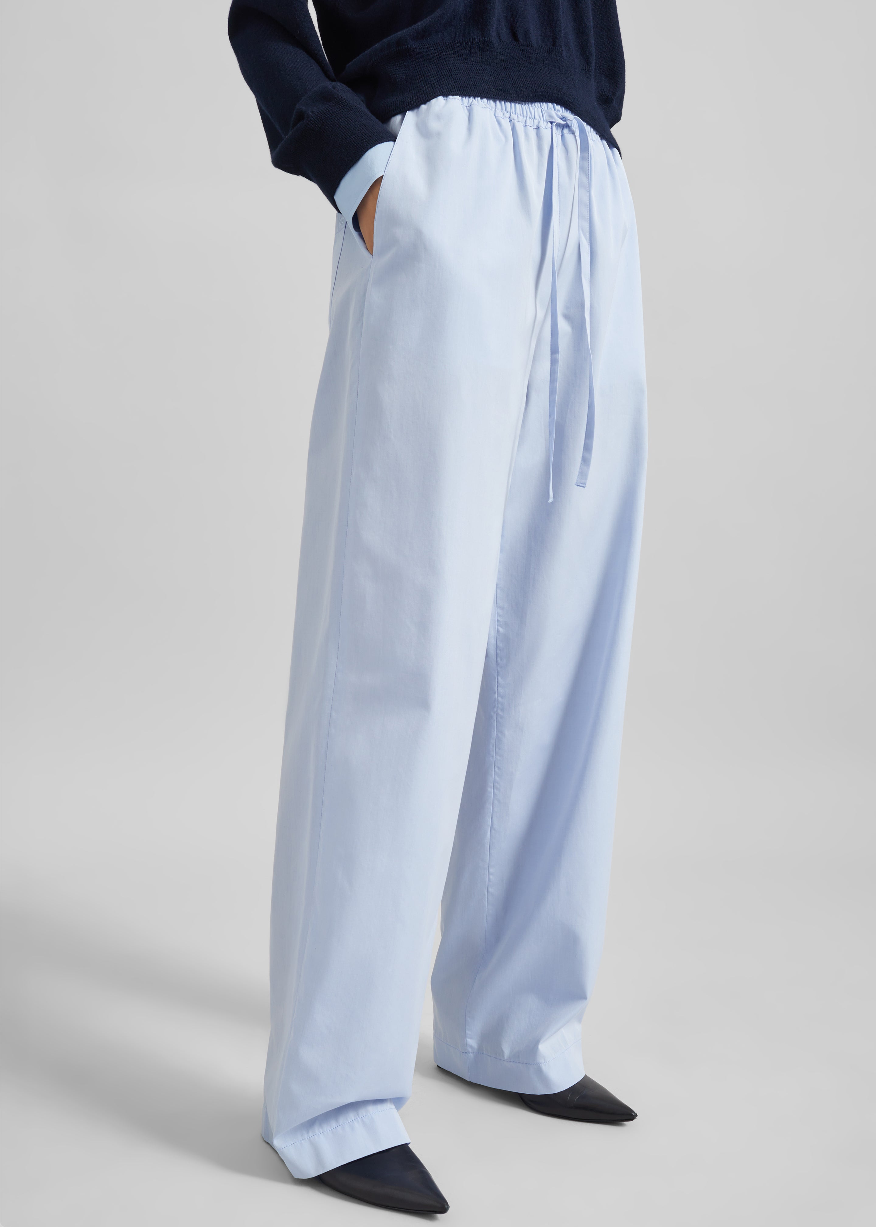 Loulou de Saison Sero Lds Cotton Poplin Trousers - Storm - 2