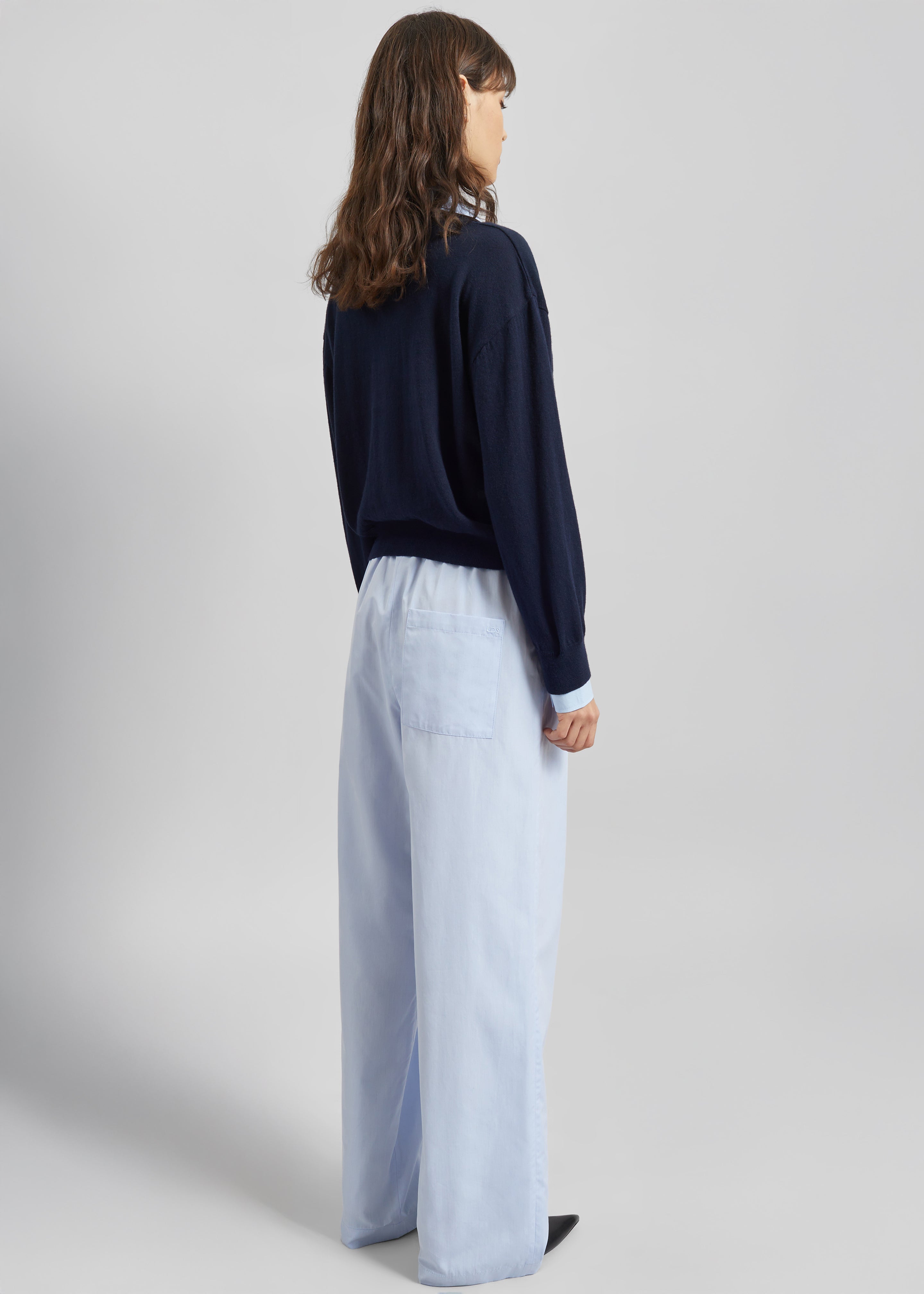 Loulou de Saison Sero Lds Cotton Poplin Trousers - Storm - 5