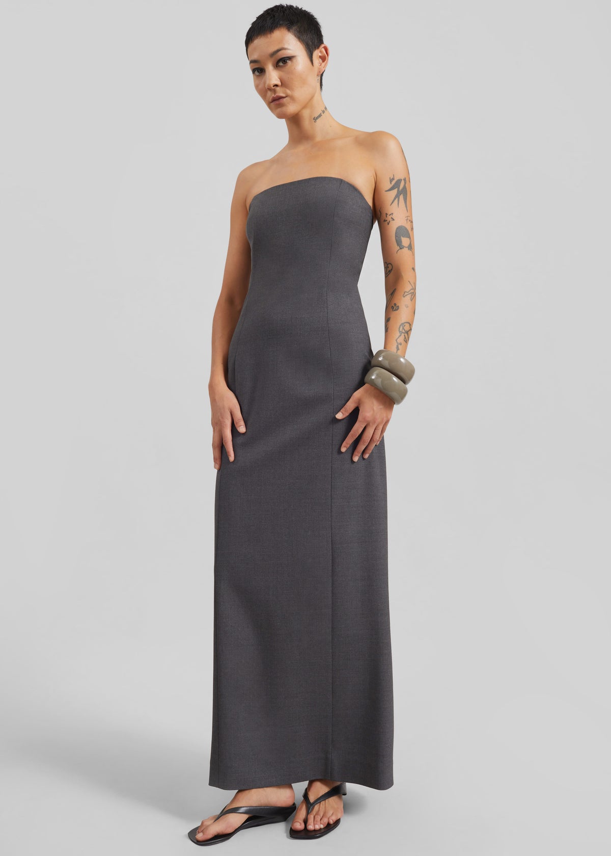 Loulou de Saison Shilo Bustier Maxi Dress - Anthracite Melange - 4
