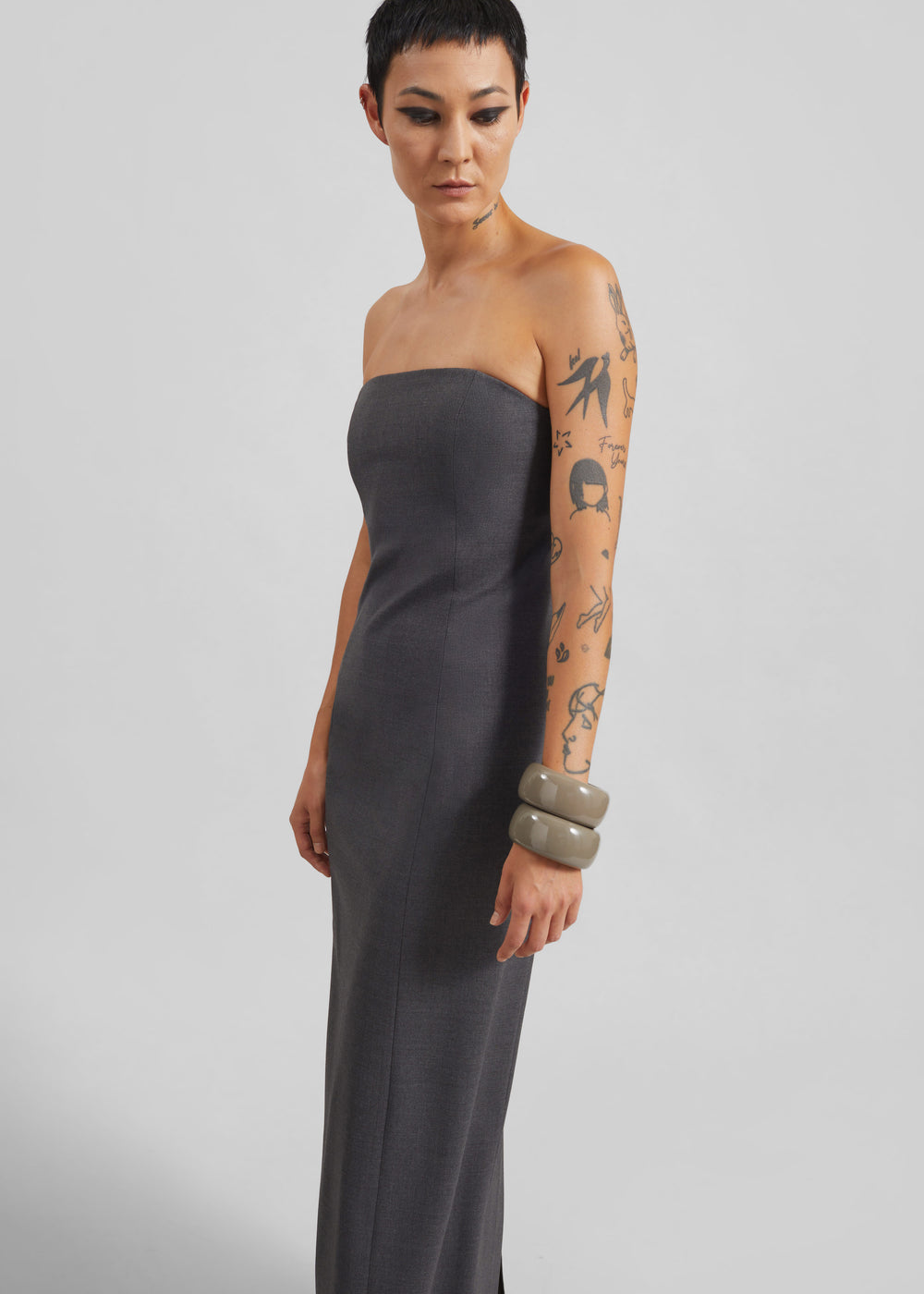 Loulou de Saison Shilo Bustier Maxi Dress - Anthracite Melange