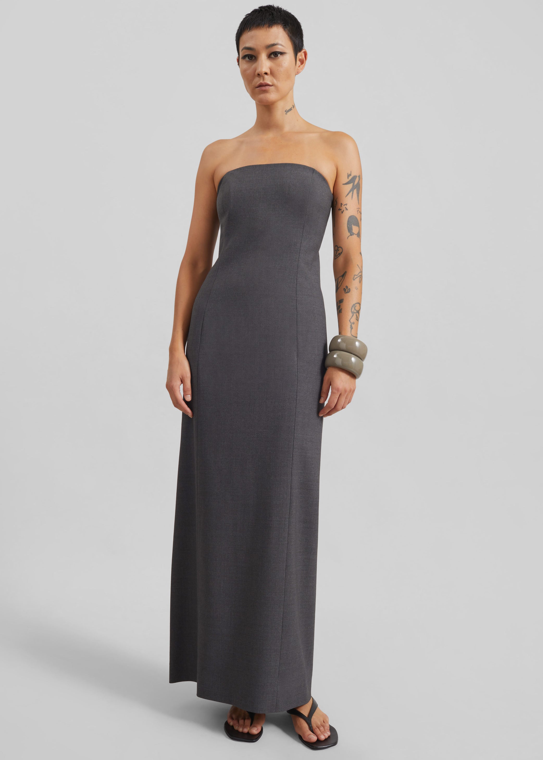 Shop the look image for Loulou de Saison Shilo Bustier Maxi Dress - Anthracite Melange