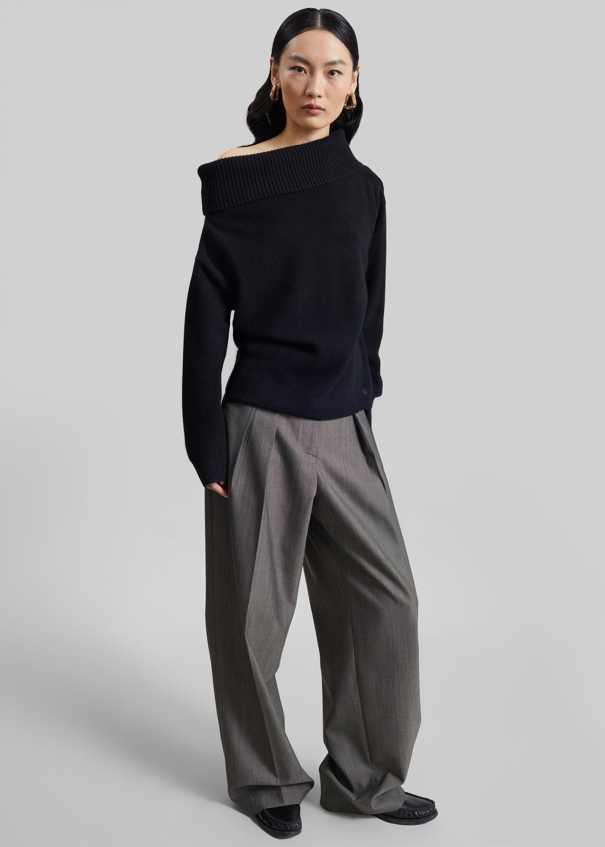 Loulou de Saison Sibyl Off-Shoulder Sweater - Black