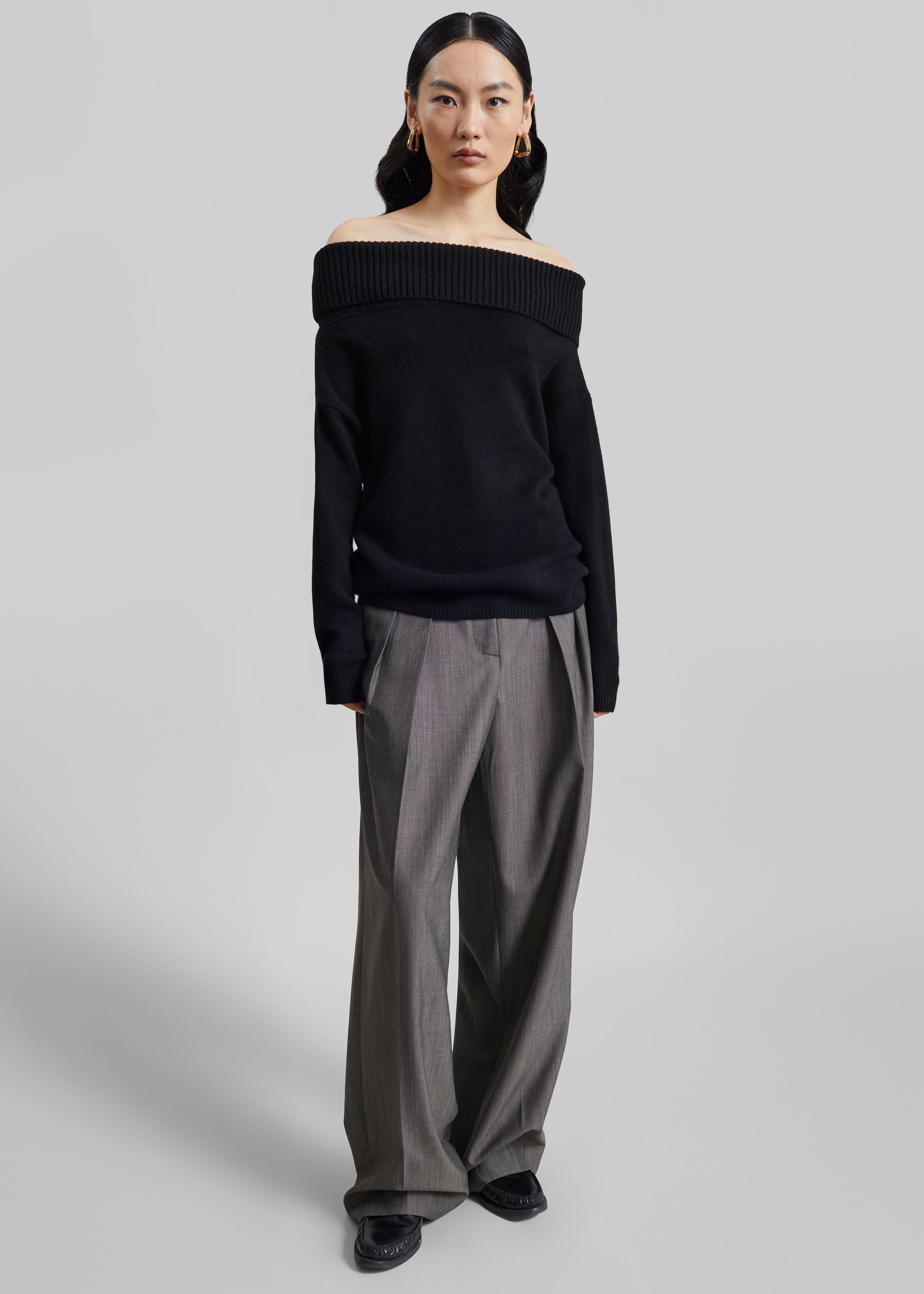 Loulou de Saison Sibyl Off-Shoulder Sweater - Black