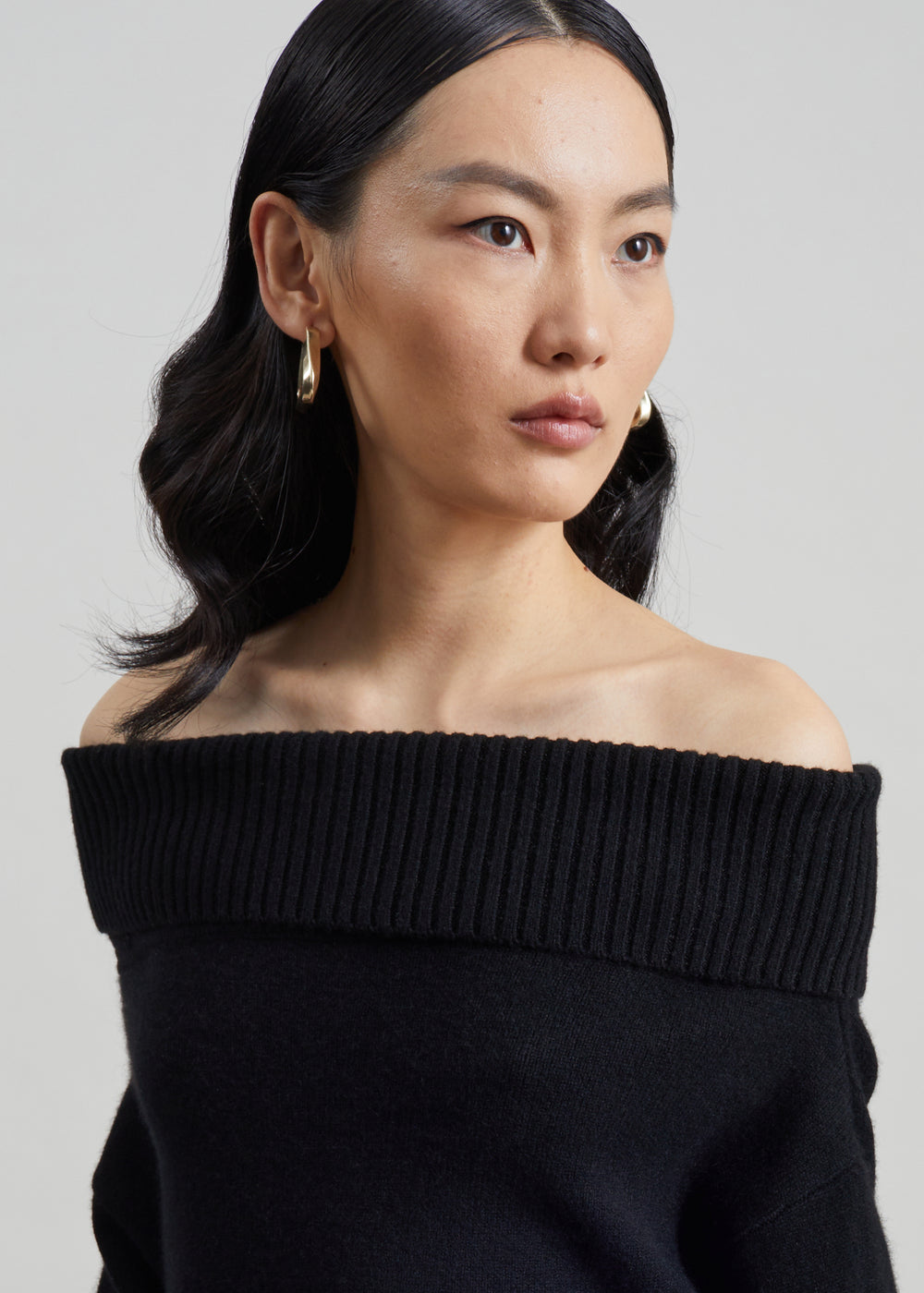 Loulou de Saison Sibyl Off-Shoulder Sweater - Black - 1