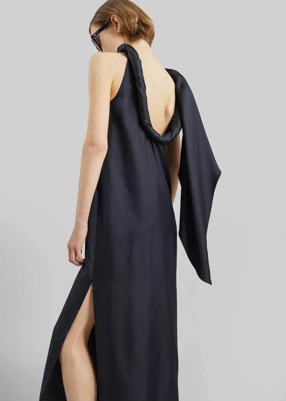 Loulou de Saison Susan Twisted Collar Dress - Black - 1