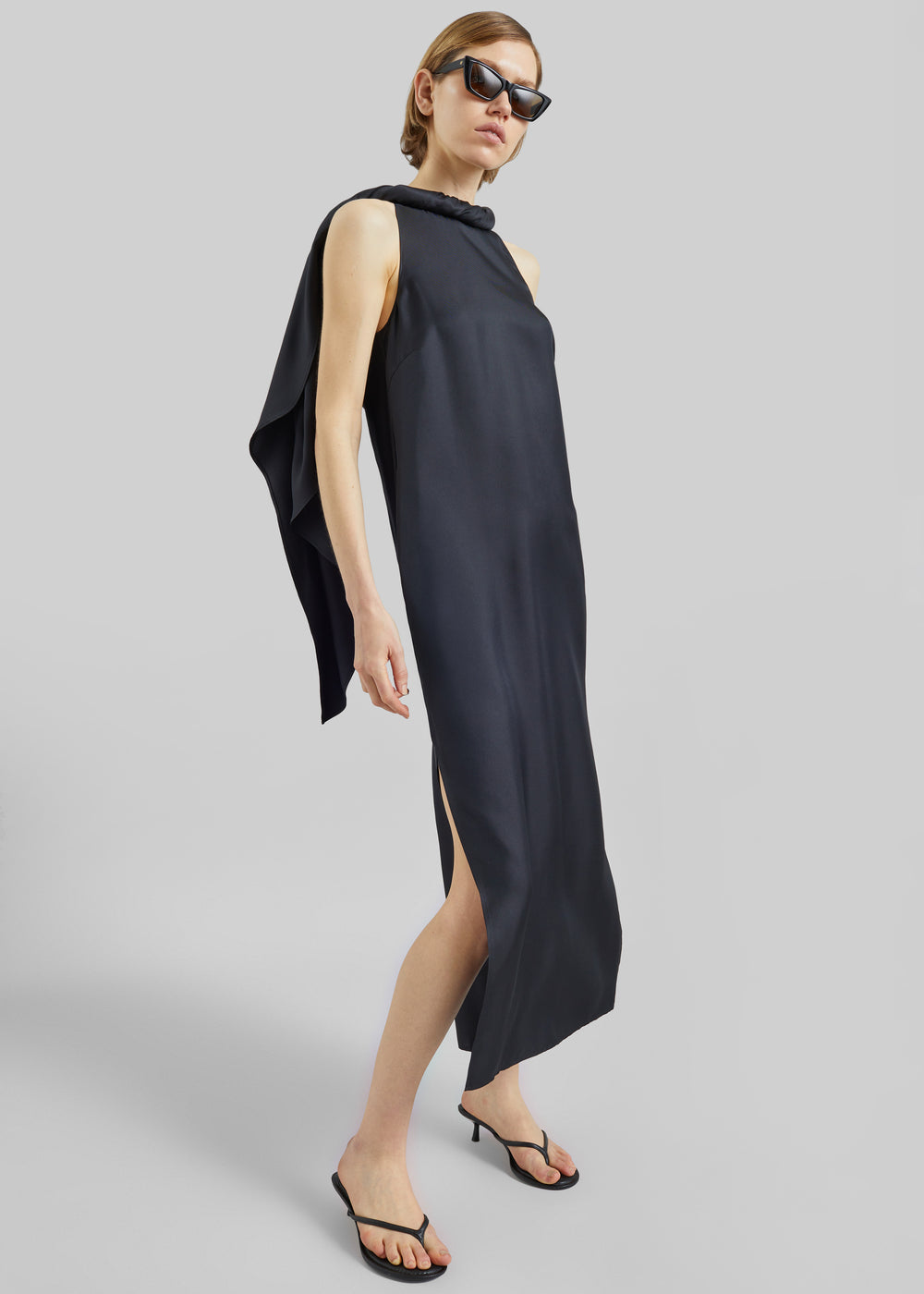 Loulou de Saison Susan Twisted Collar Dress - Black