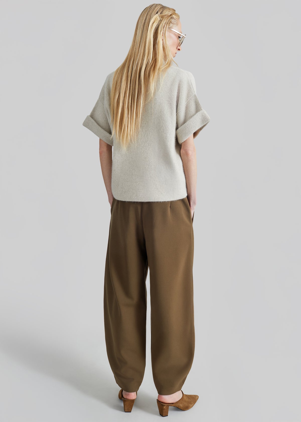 Loulou de Saison Tamia Short Sleeve Top - Stone Melange