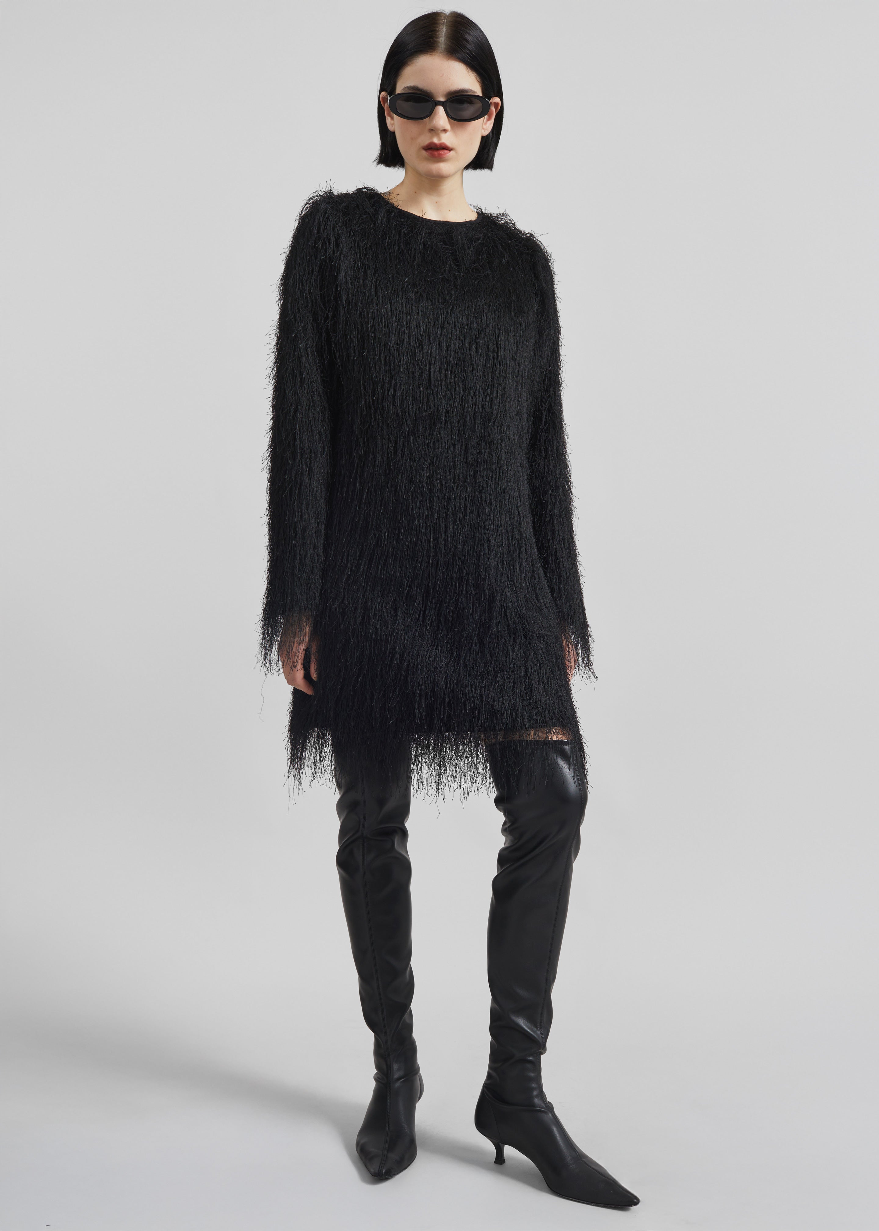 Loulou de Saison Tina Longsleeve Mini Dress - Black - 5