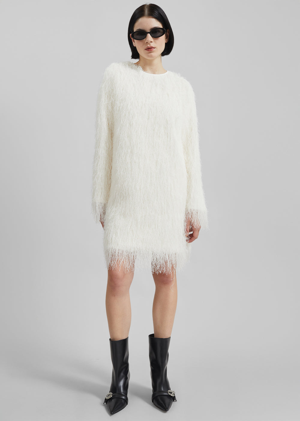 Loulou de Saison Tina Longsleeve Mini Dress - White