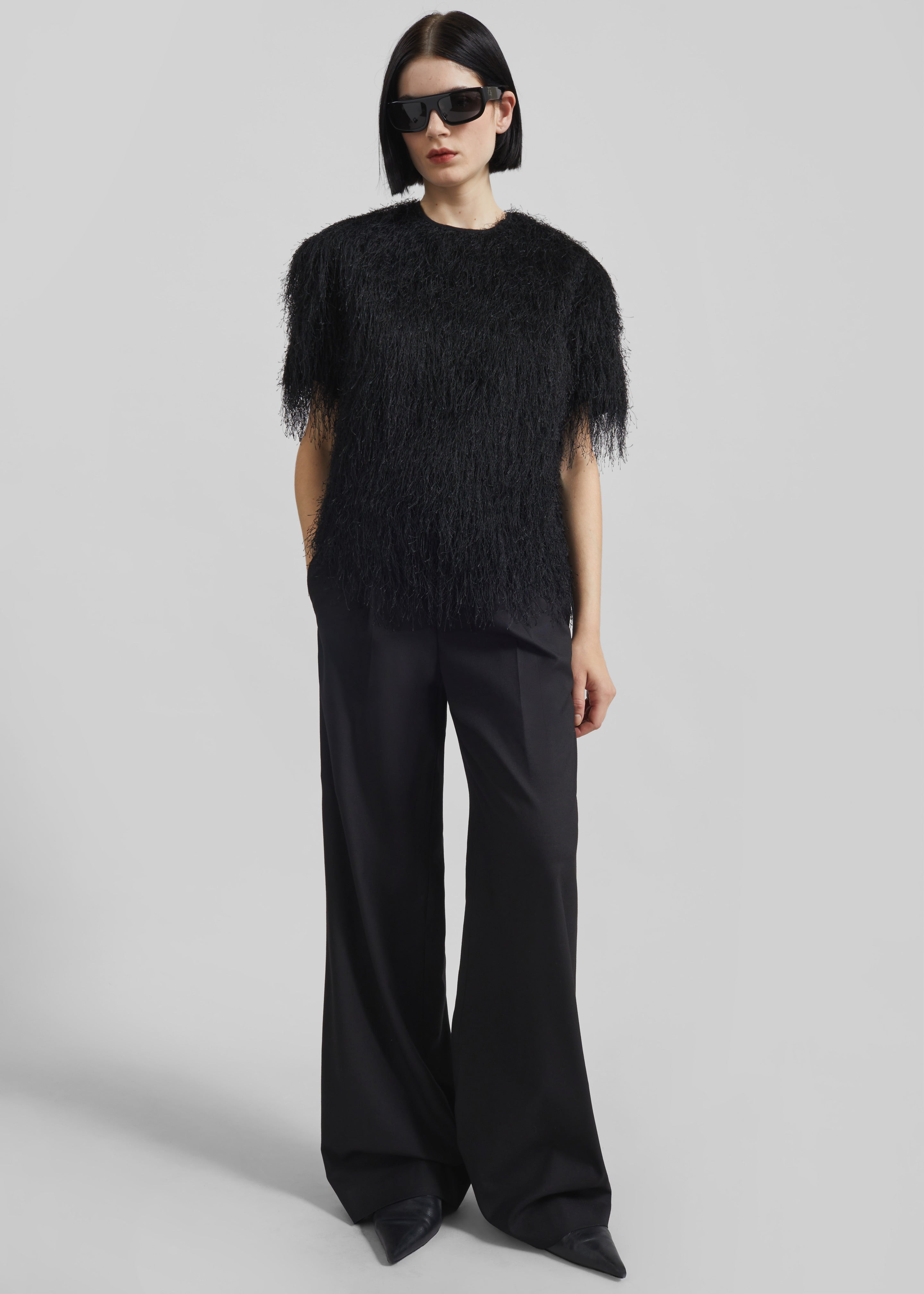 Loulou de Saison Zaro Short Sleeve Top - Black - 2