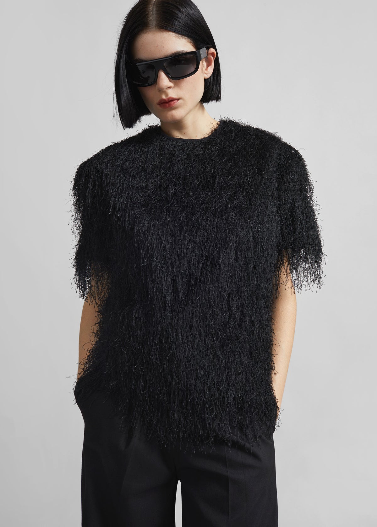 Loulou de Saison Zaro Short Sleeve Top - Black - 3