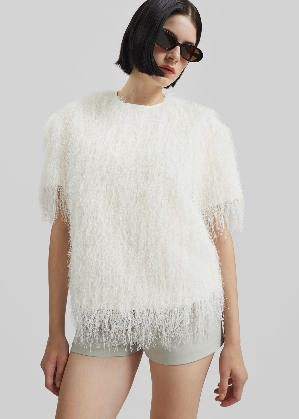 Loulou de Saison Zaro Short Sleeve Top - White - 1