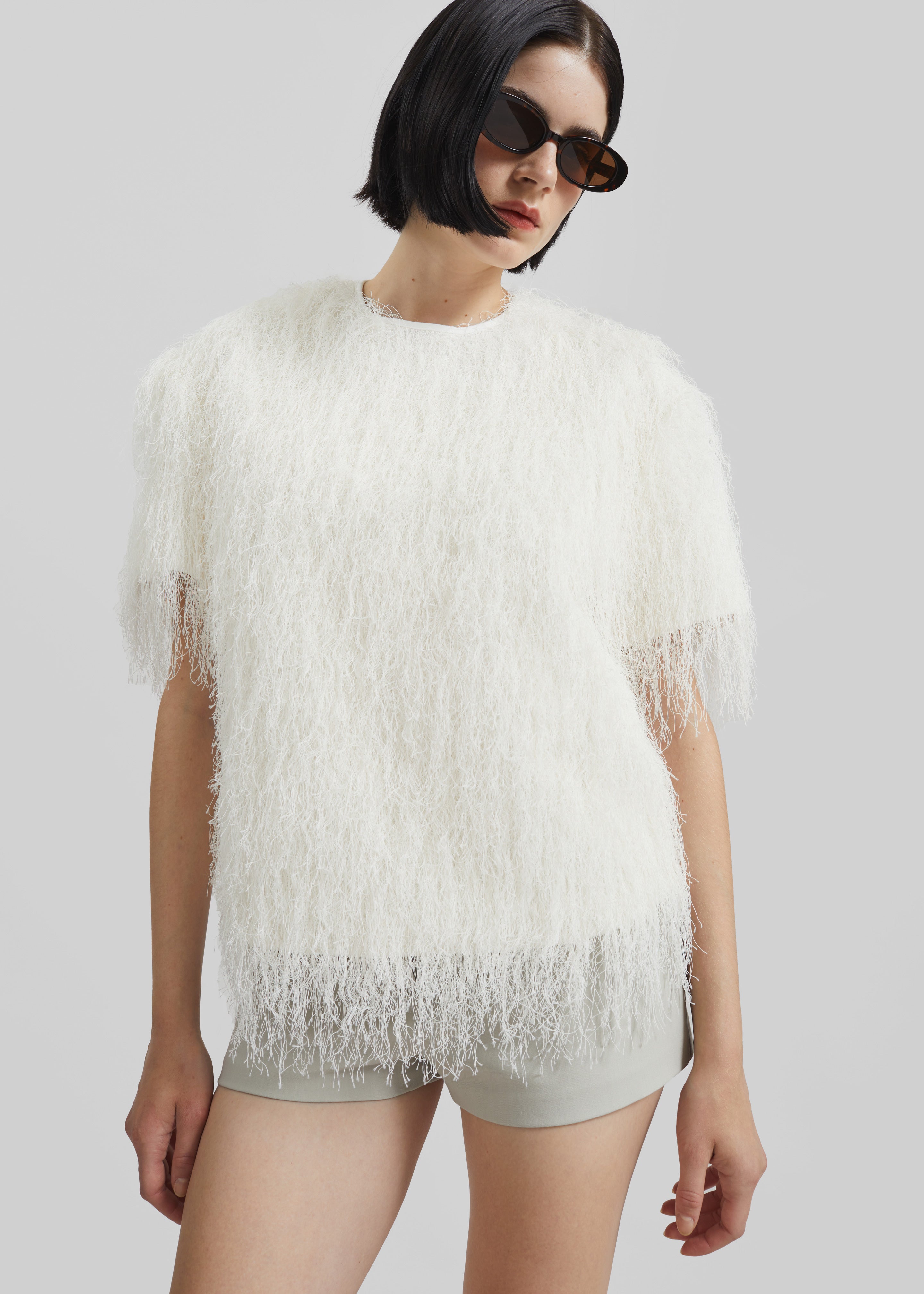 Loulou de Saison Zaro Short Sleeve Top - White - 2