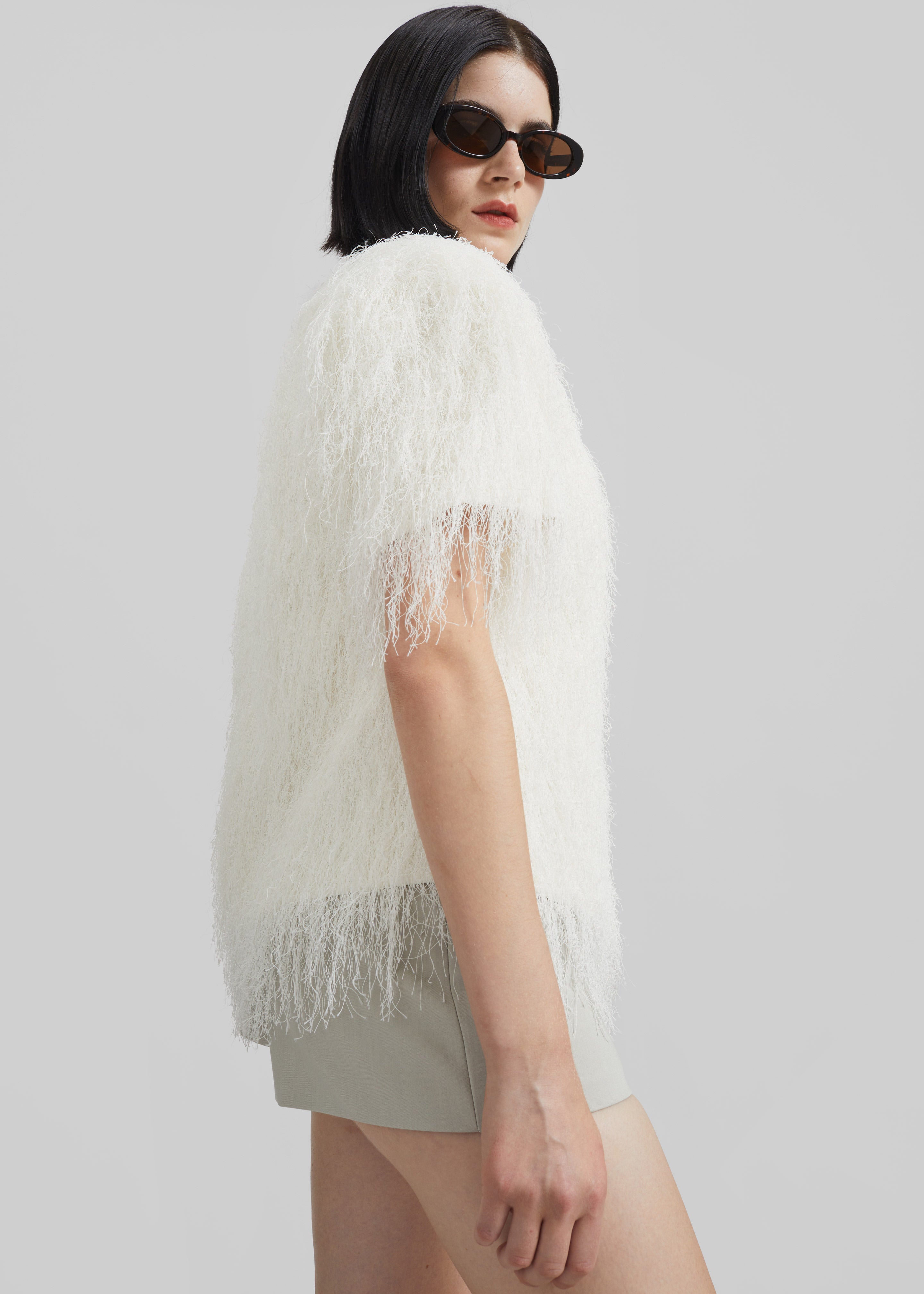 Loulou de Saison Zaro Short Sleeve Top - White - 4