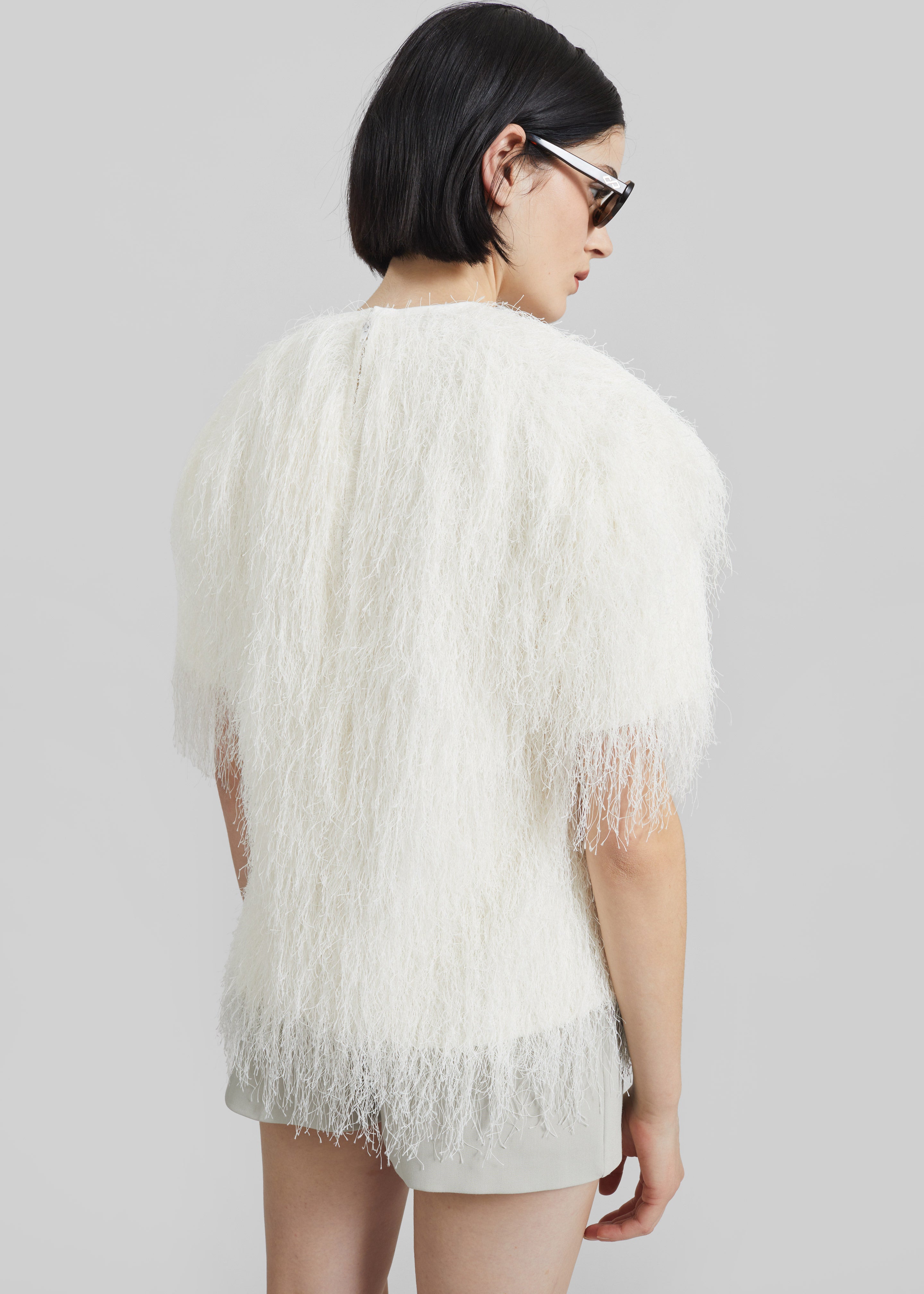 Loulou de Saison Zaro Short Sleeve Top - White - 5