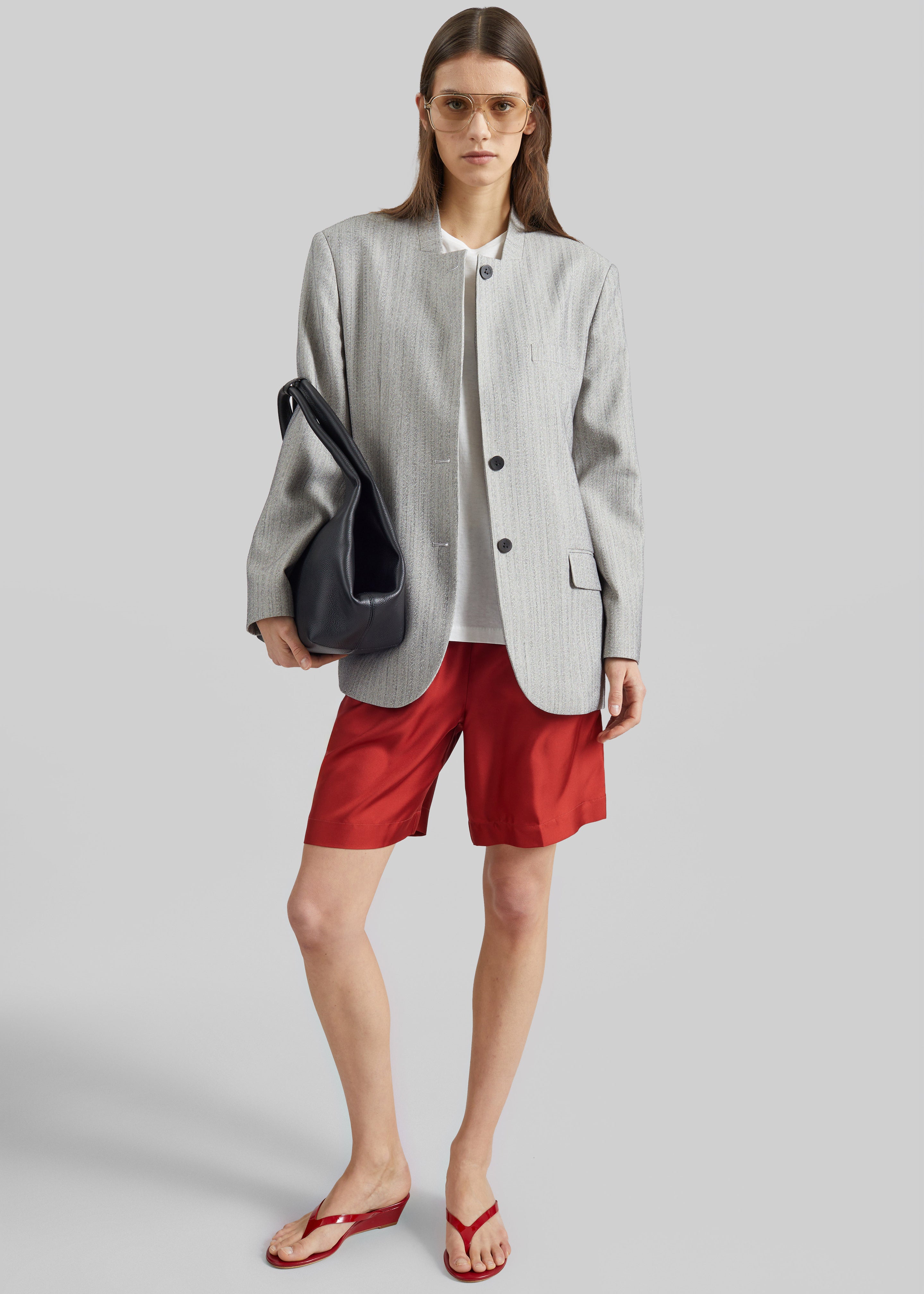 Loulou de Saison Zinia Lds Silk Twill Bermuda - Red - 1