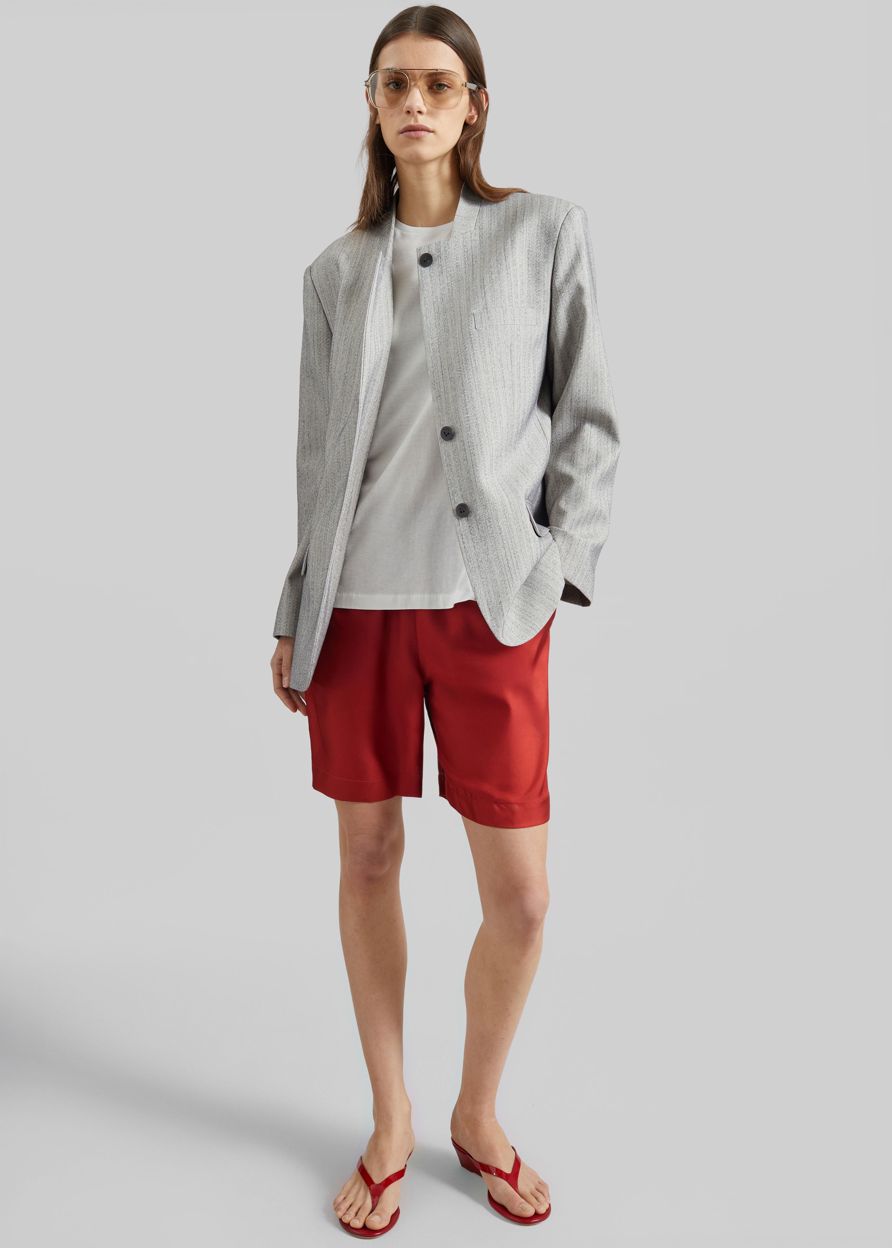 Loulou de Saison Zinia Lds Silk Twill Bermuda - Red - 3