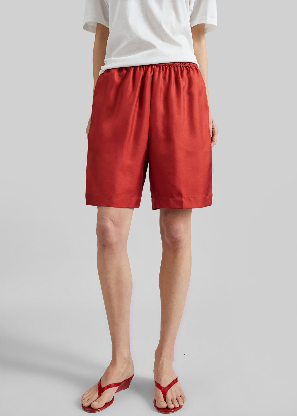 Loulou de Saison Zinia Lds Silk Twill Bermuda - Red - 2