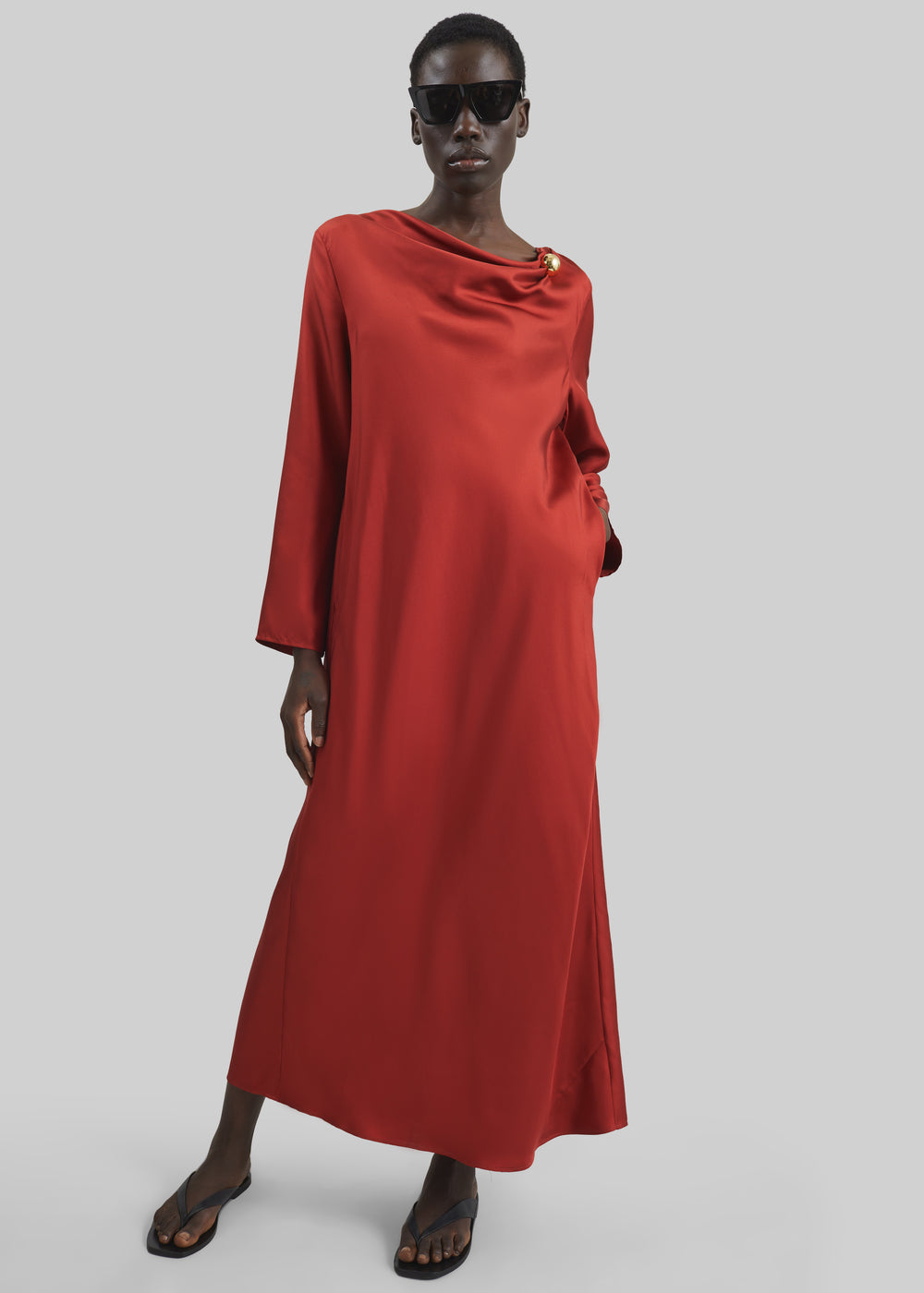 Loulou de Saison Zoya Silk Twill Dress - Red
