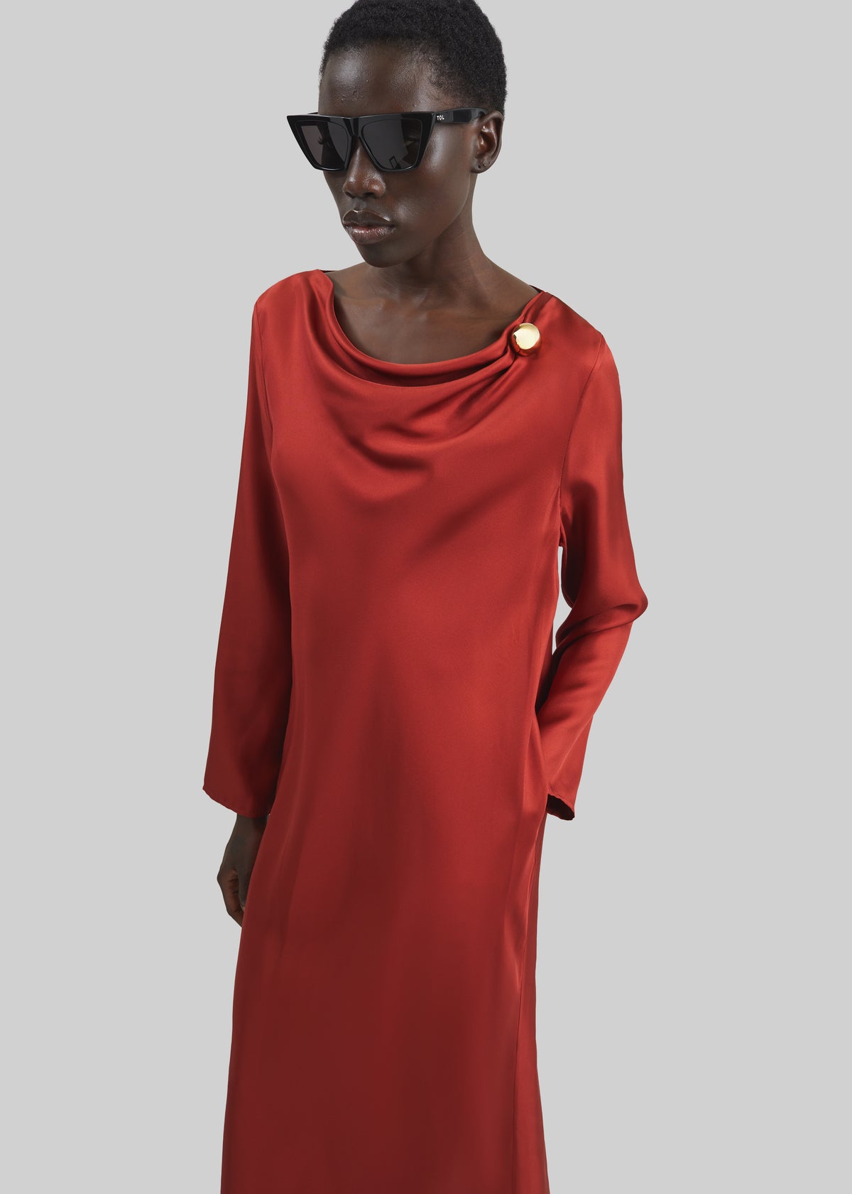 Loulou de Saison Zoya Silk Twill Dress - Red - 2