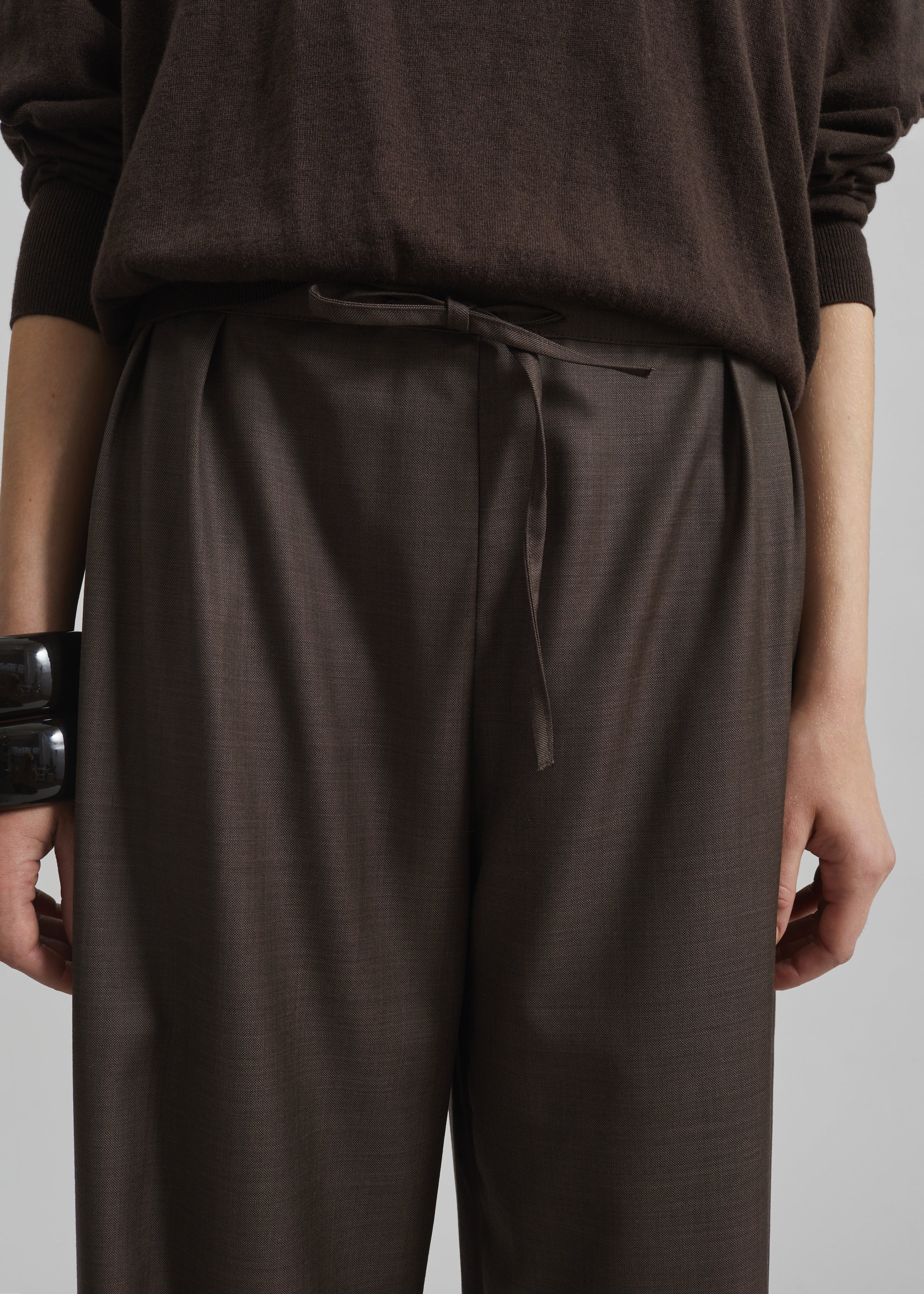 Loulou de Saison Cove LDS Wide Pants - Brown Melange - 5