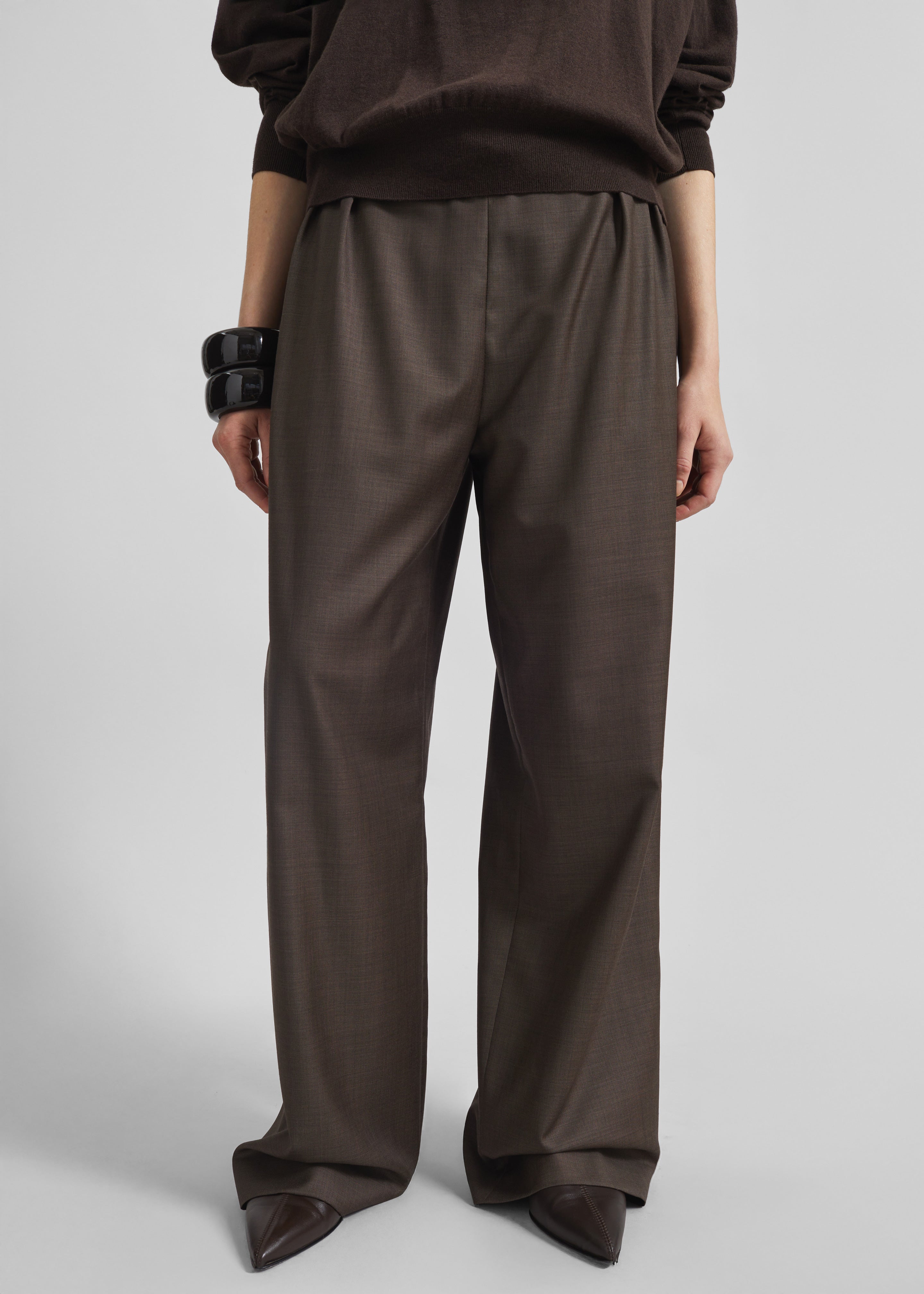 Loulou de Saison Cove LDS Wide Pants - Brown Melange - 4
