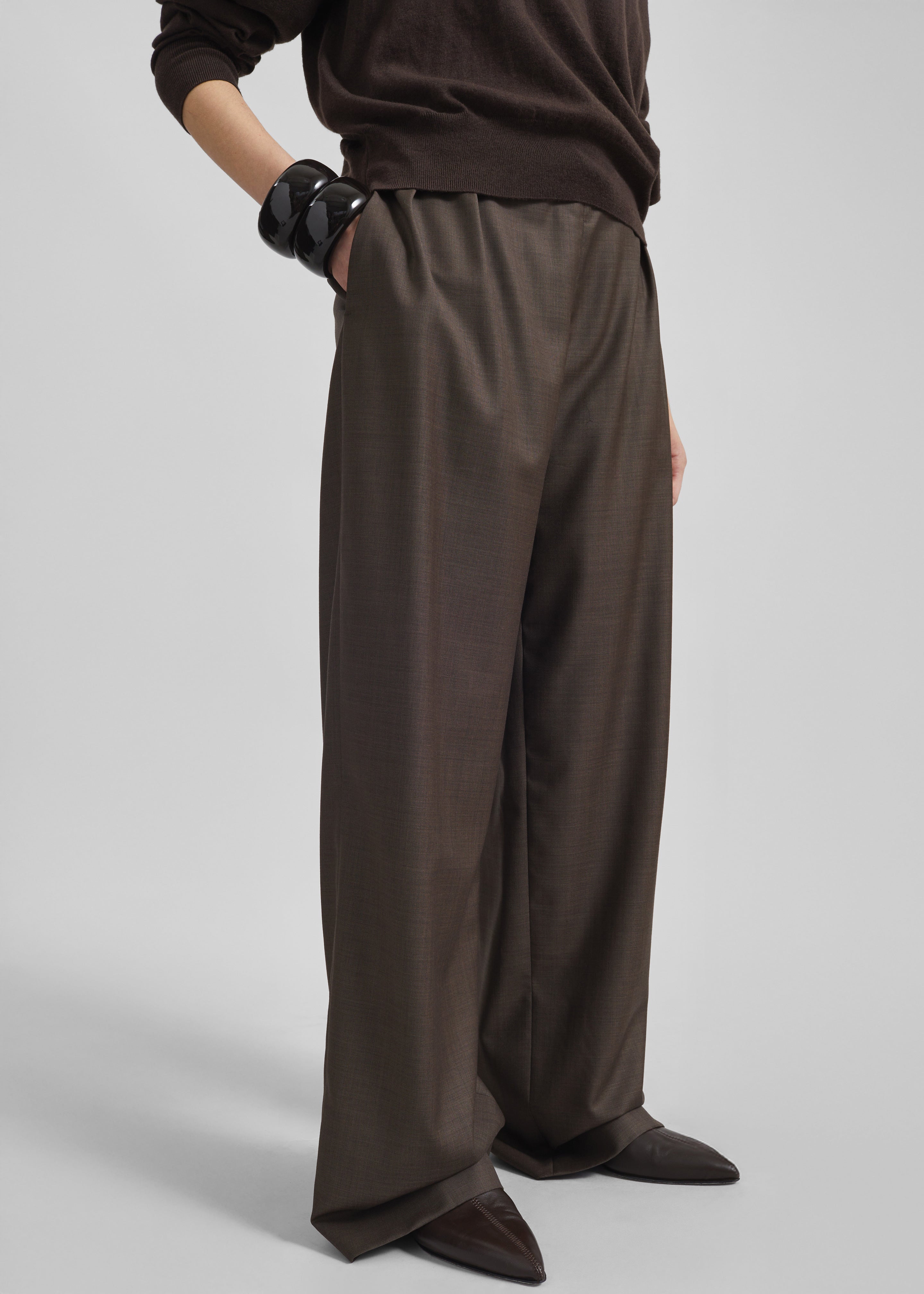 Loulou de Saison Cove LDS Wide Pants - Brown Melange - 6