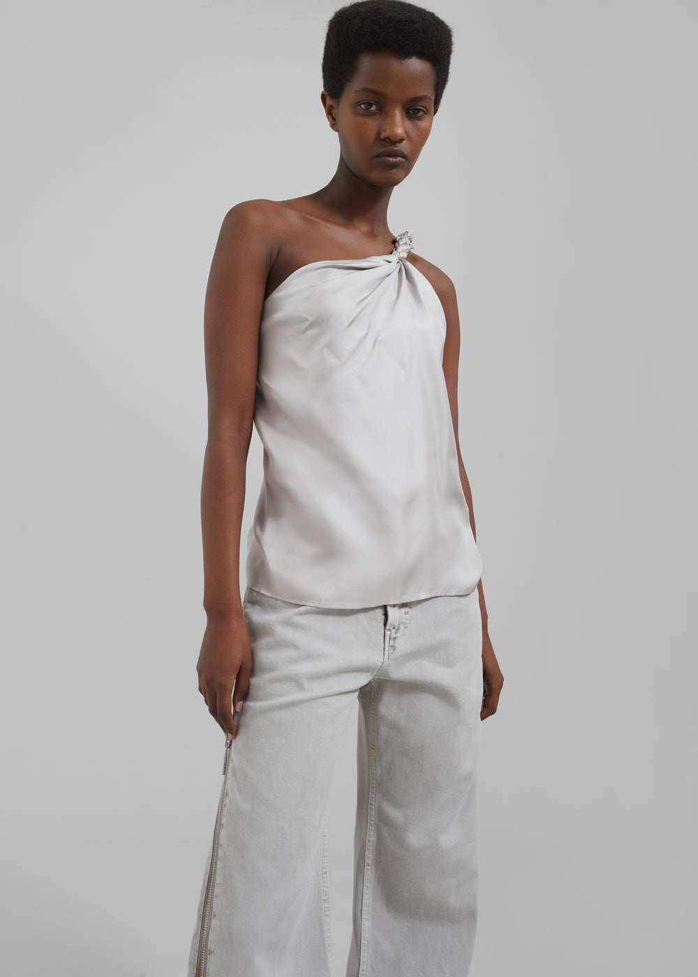 Loulou Studio Adiran Top - Silver Grey - 1