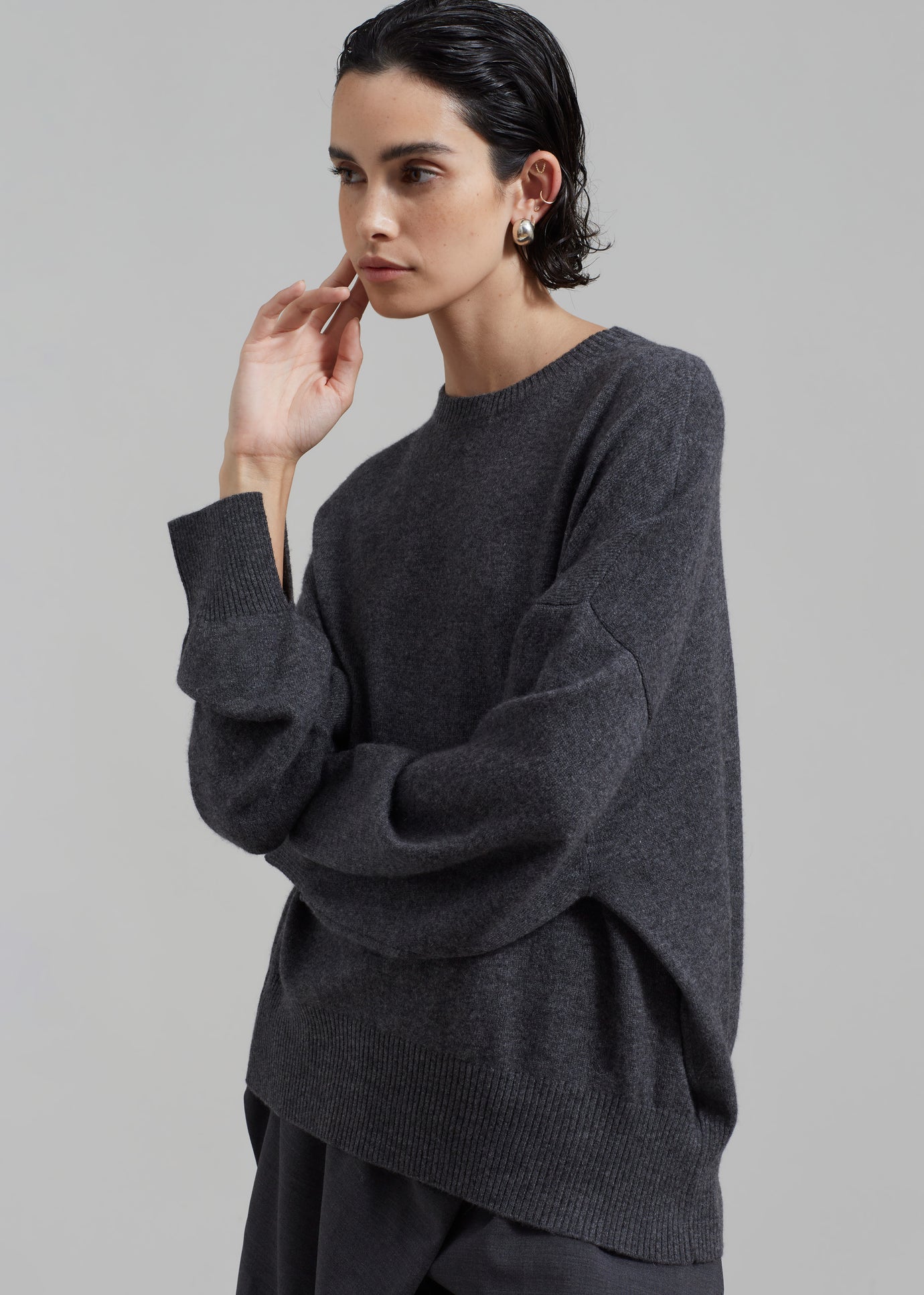 Loulou Studio Anaa Cashmere Sweater - Anthracite Melange