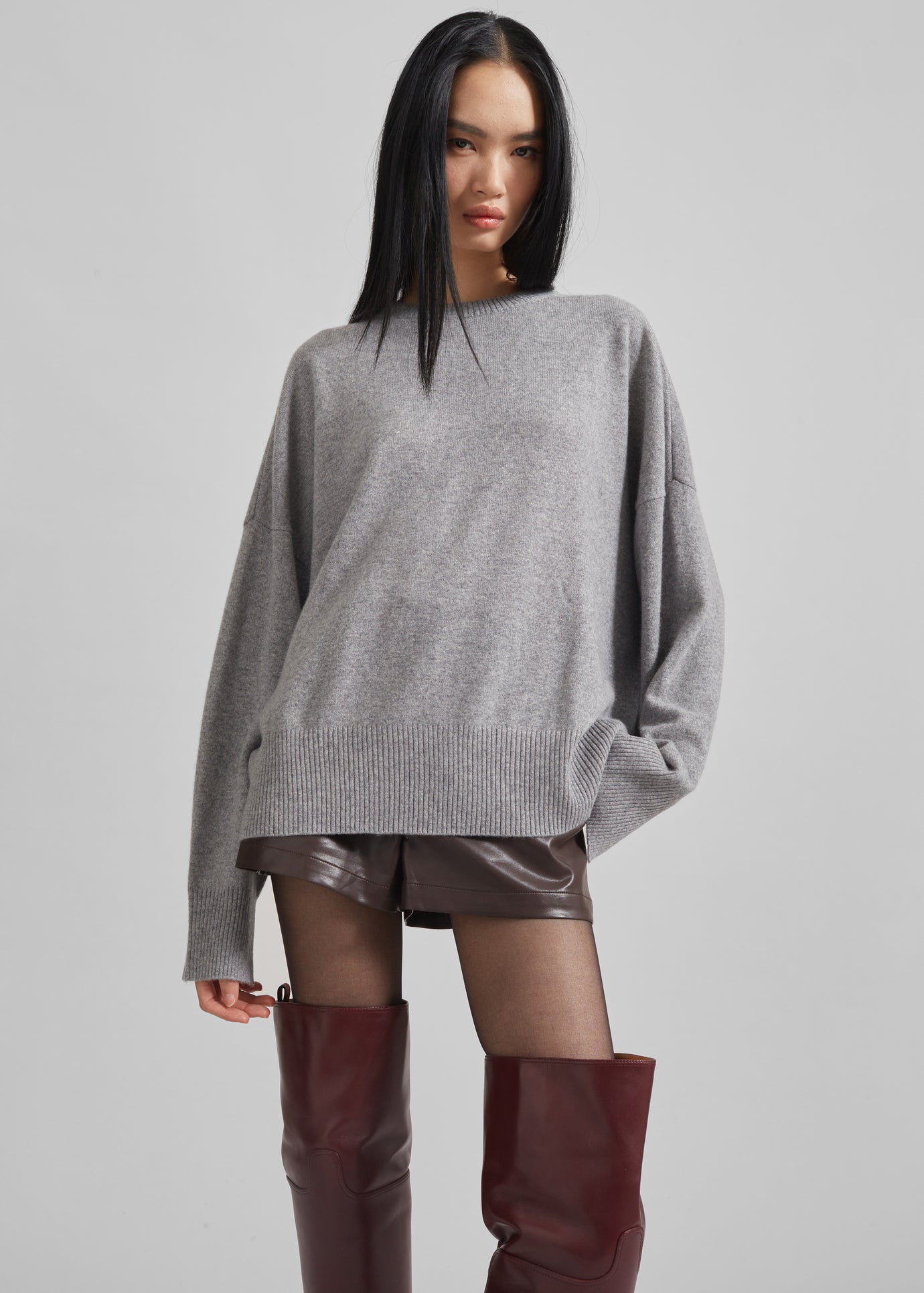 Loulou Studio Anaa Cashmere Sweater - Slate Grey - 1