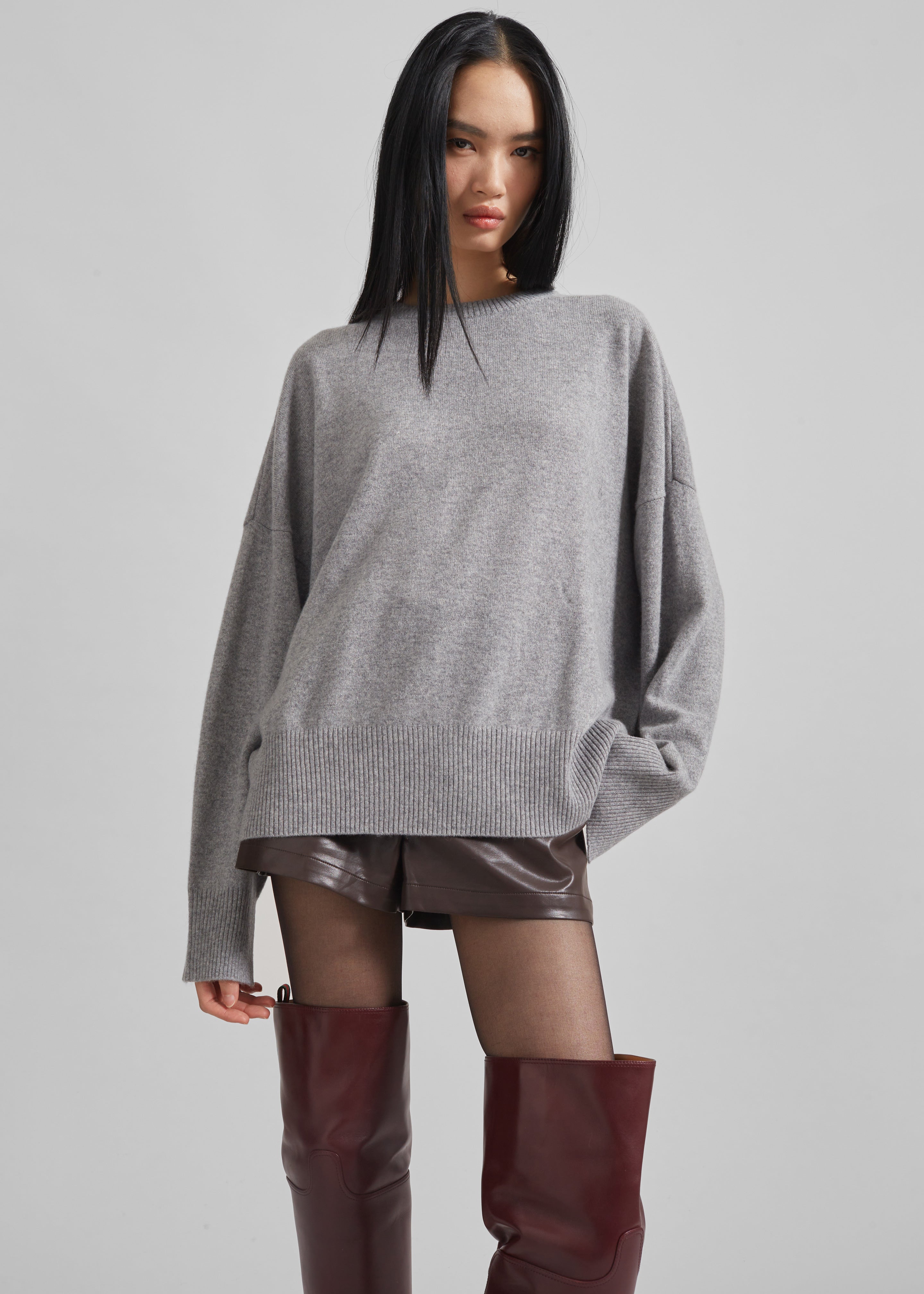 Loulou Studio Anaa Cashmere Sweater - Slate Grey - 2