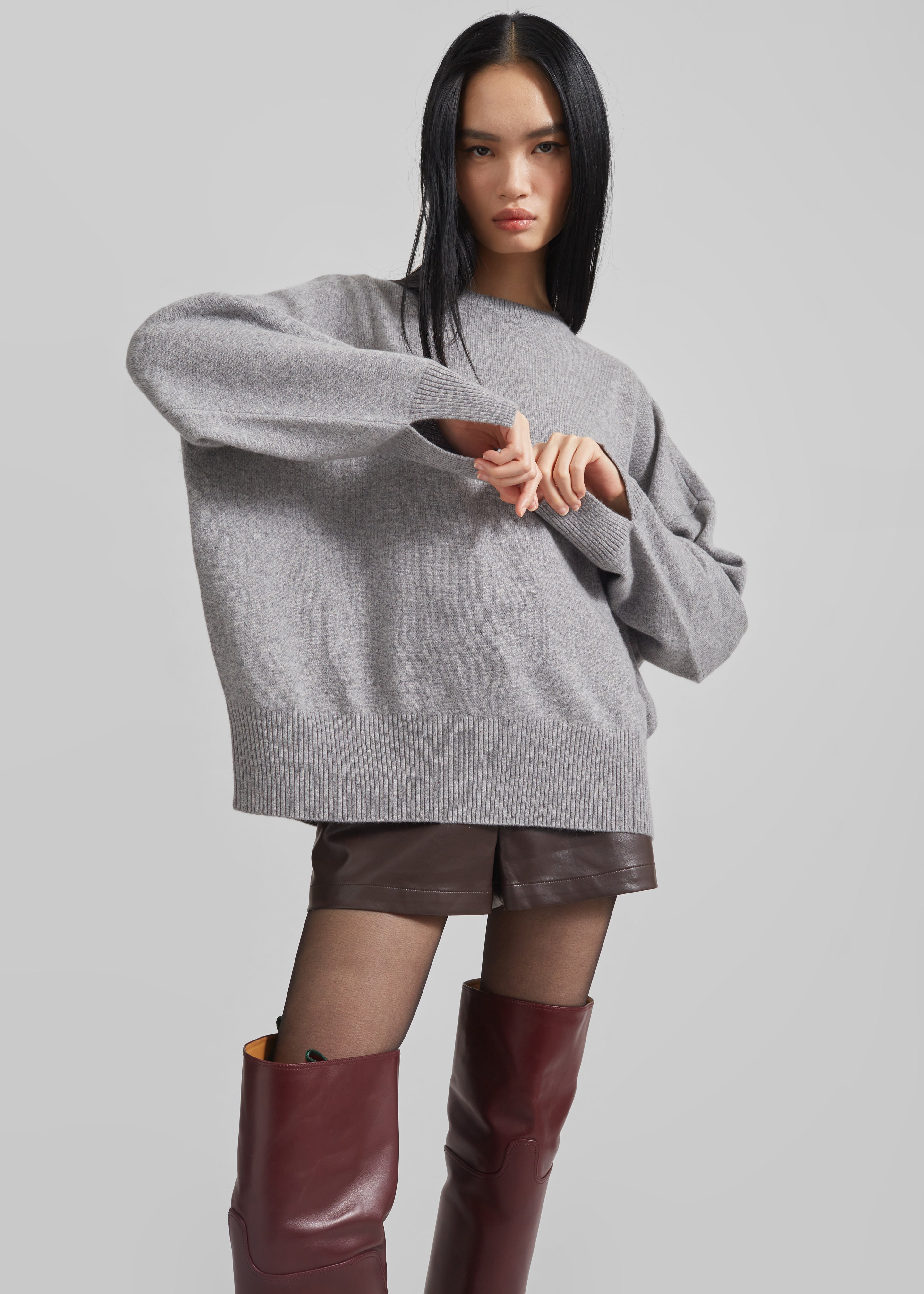 Loulou Studio Anaa Cashmere Sweater - Slate Grey - 4