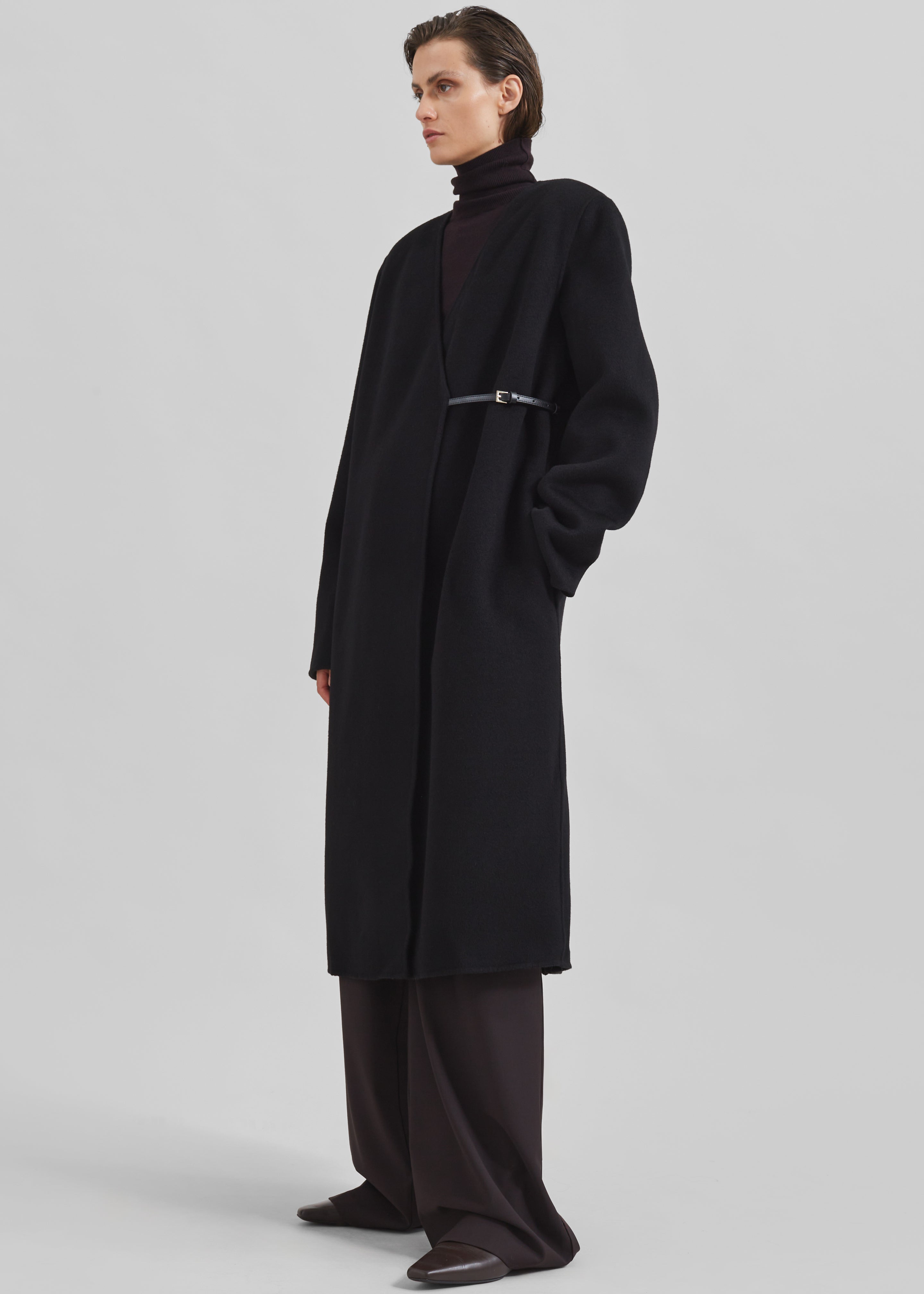 Loulou Studio Banie Long Coat - Black - 3