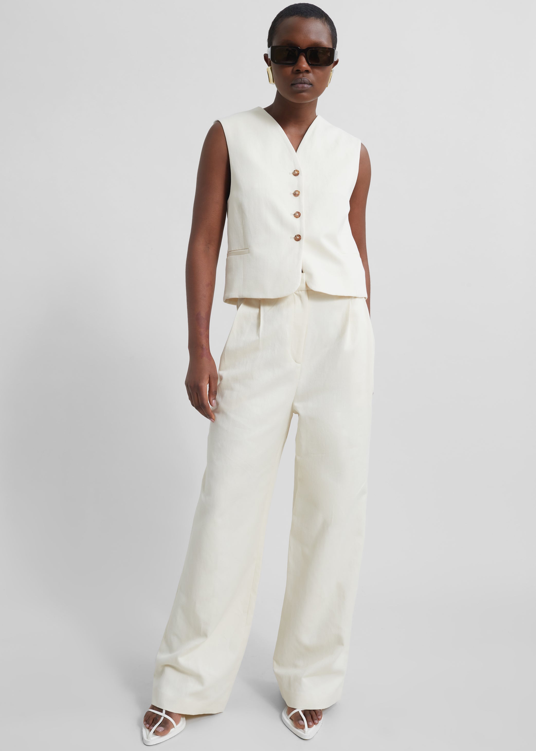 Shop the look image for Loulou Studio Iba Vest - Frost Ivory