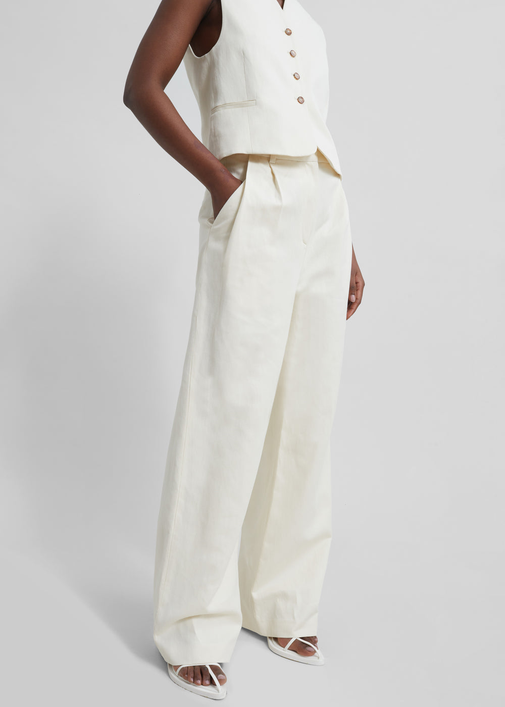 Loulou Studio Idai Pants - Frost Ivory - 1