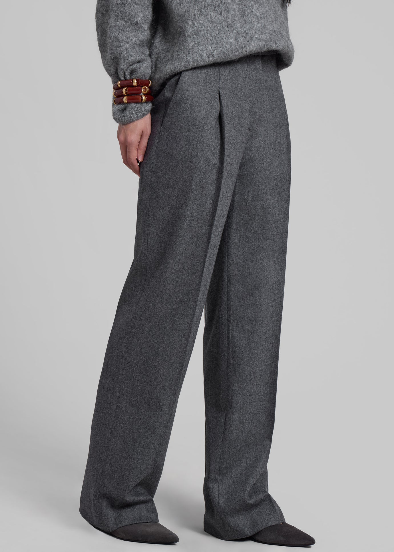 Loulou Studio Juno Flannel Trousers - Grey - 1