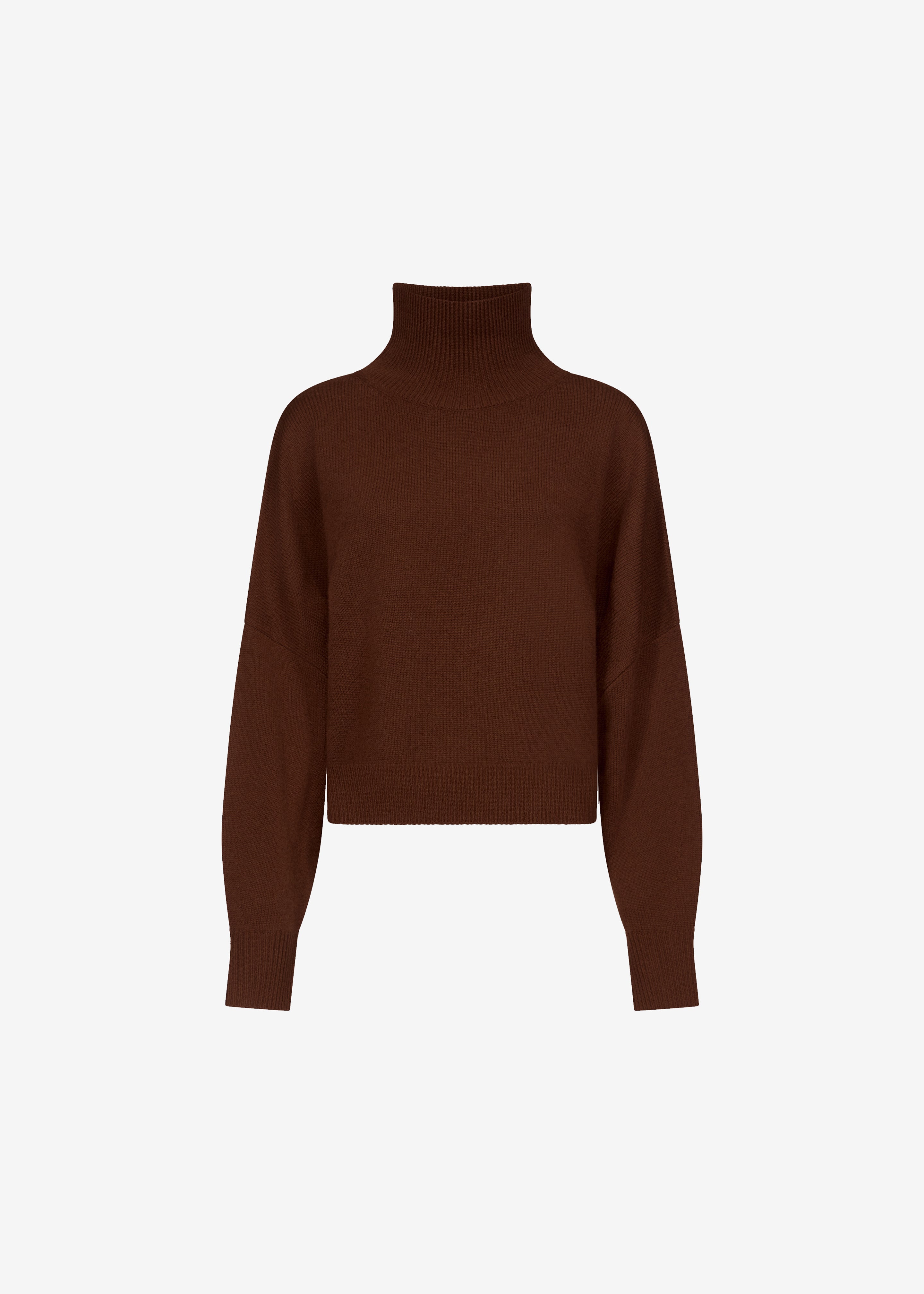 Loulou de Saison Luke Stand Collar Wool Sweater - Brown - 5