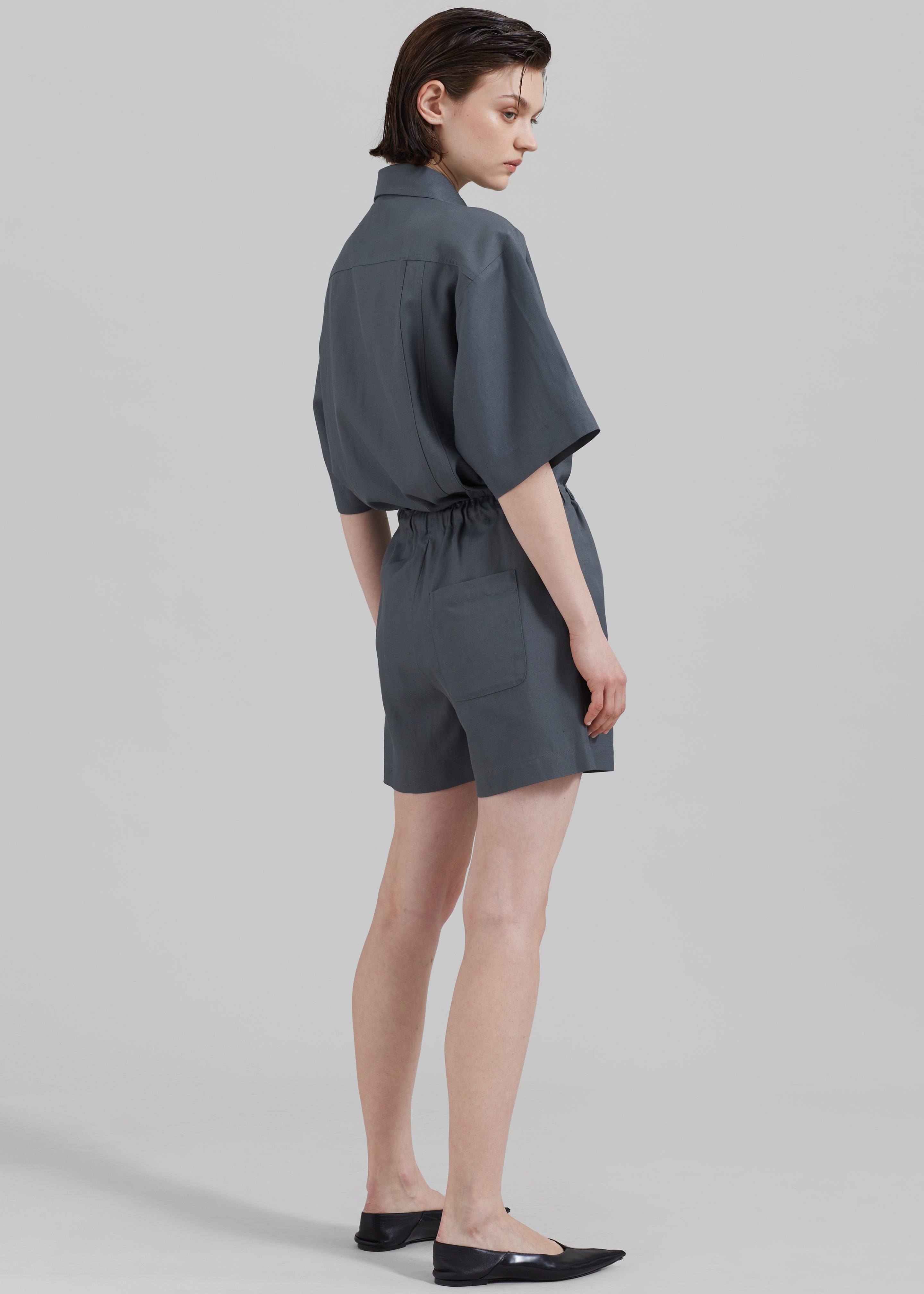 Loulou Studio Moheli Short Sleeve Shirt - Fjord Grey - 8